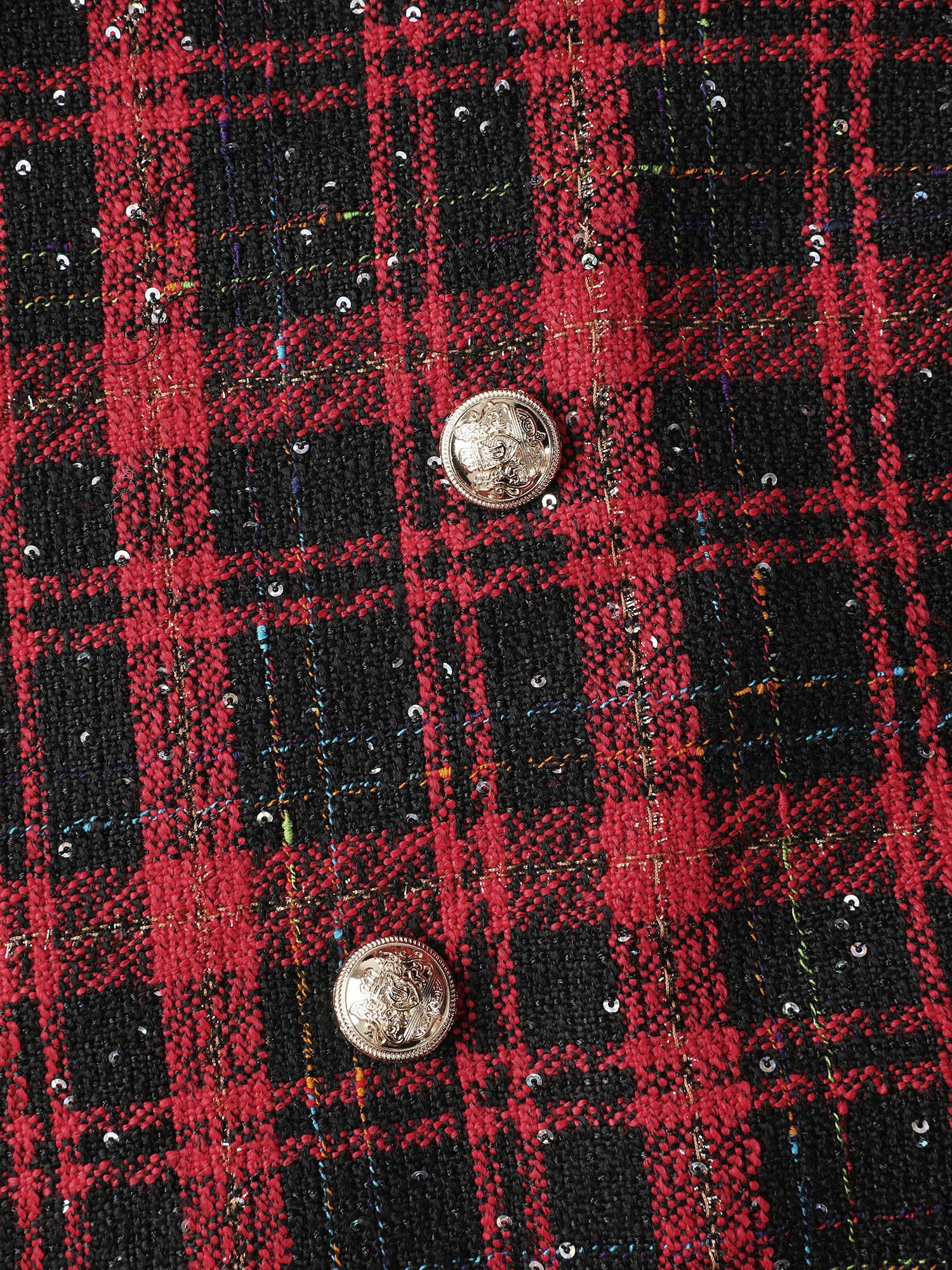 Holiday Plaid Textured Button Blazer - Image 6