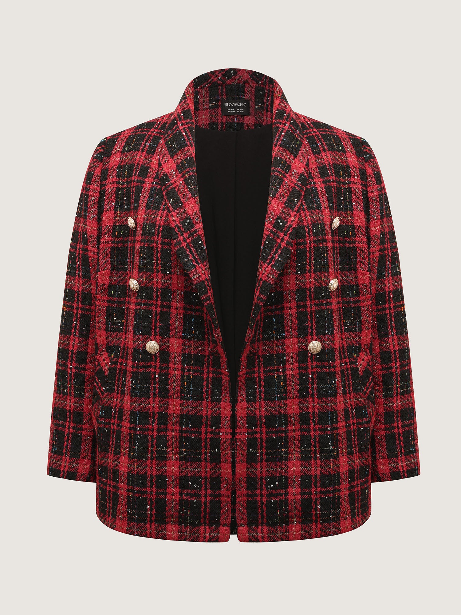 Holiday Plaid Textured Button Blazer - Image 7