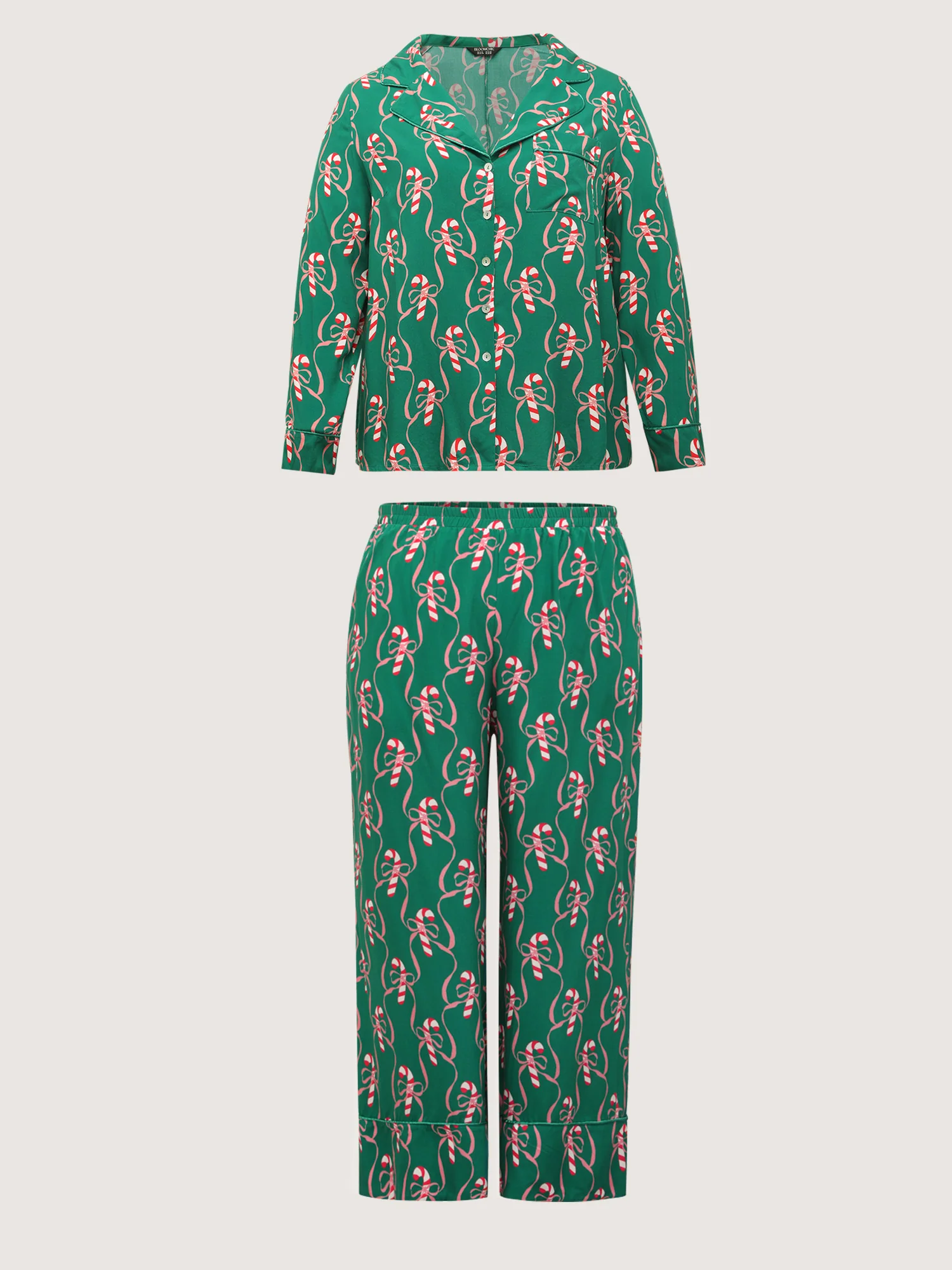 Holiday Cheer Print Pockets Two-Piece Lounge Set - Image 8