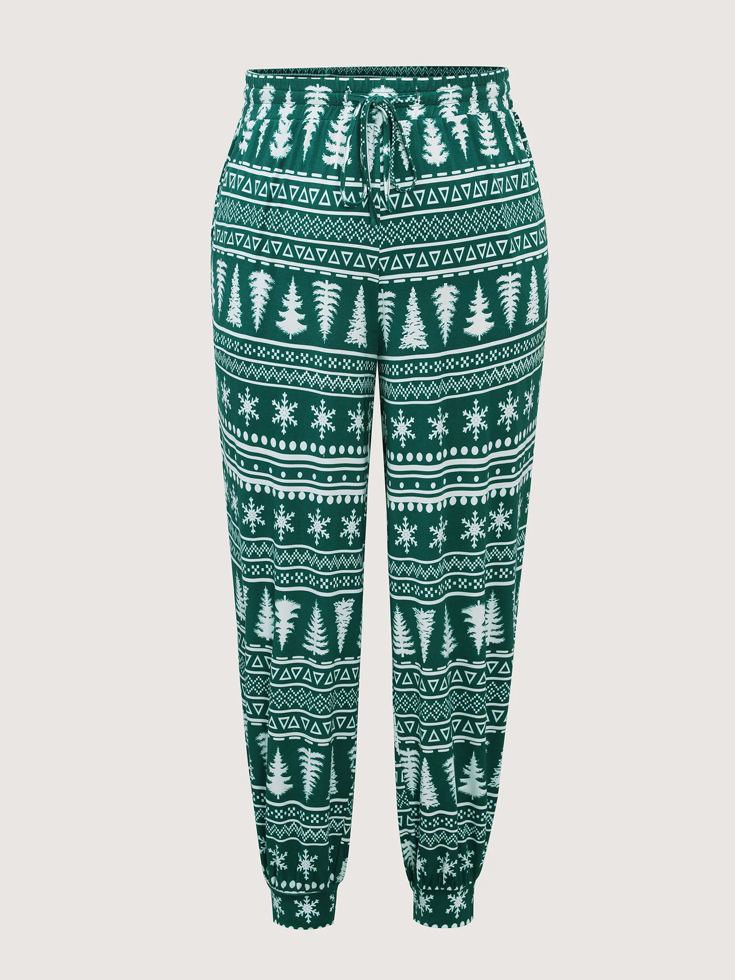 Holiday Print Drawstring Waist Lounge Bottoms - Image 6
