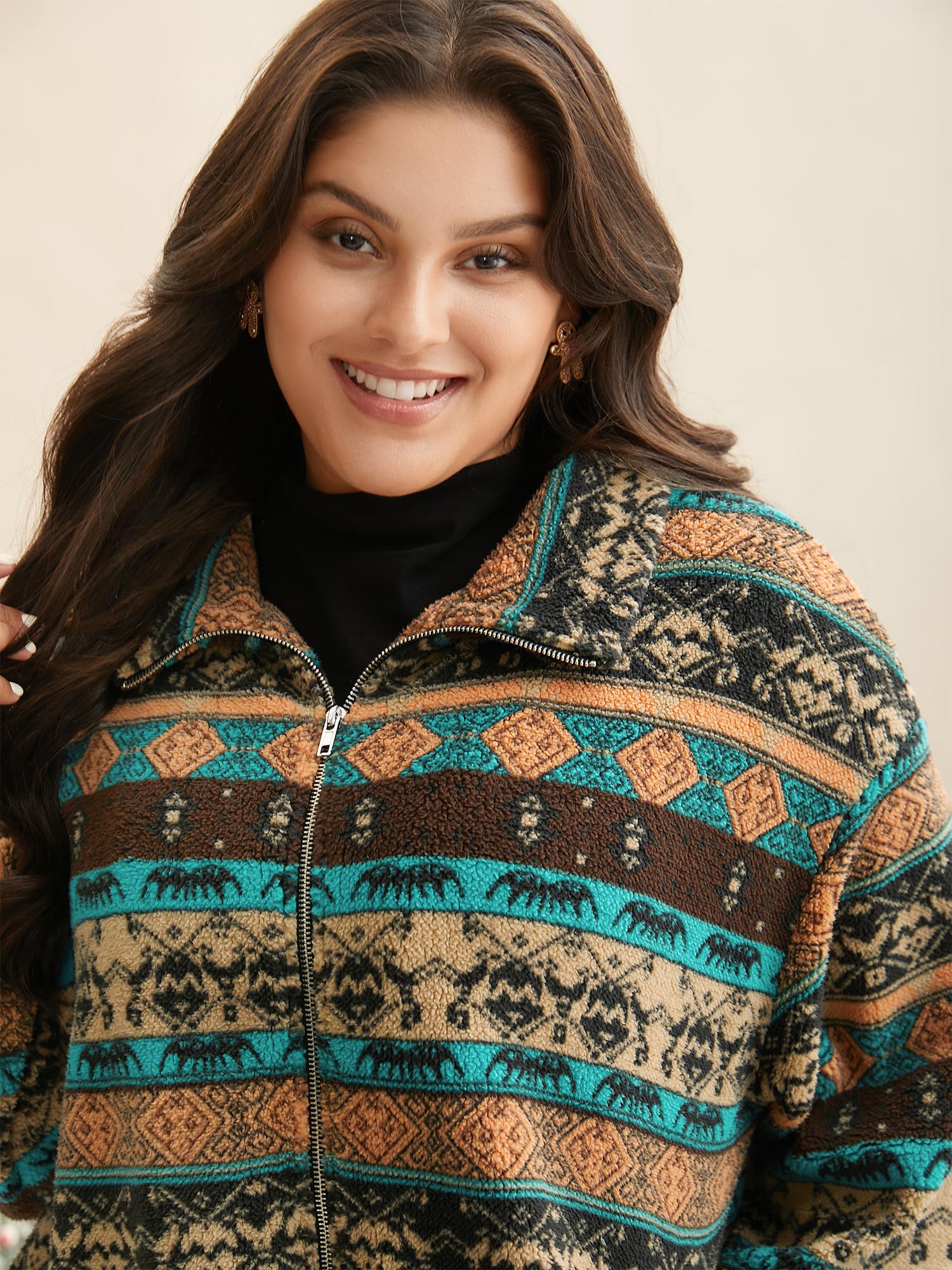 Holiday Zipper Collared Jacket - Image 4