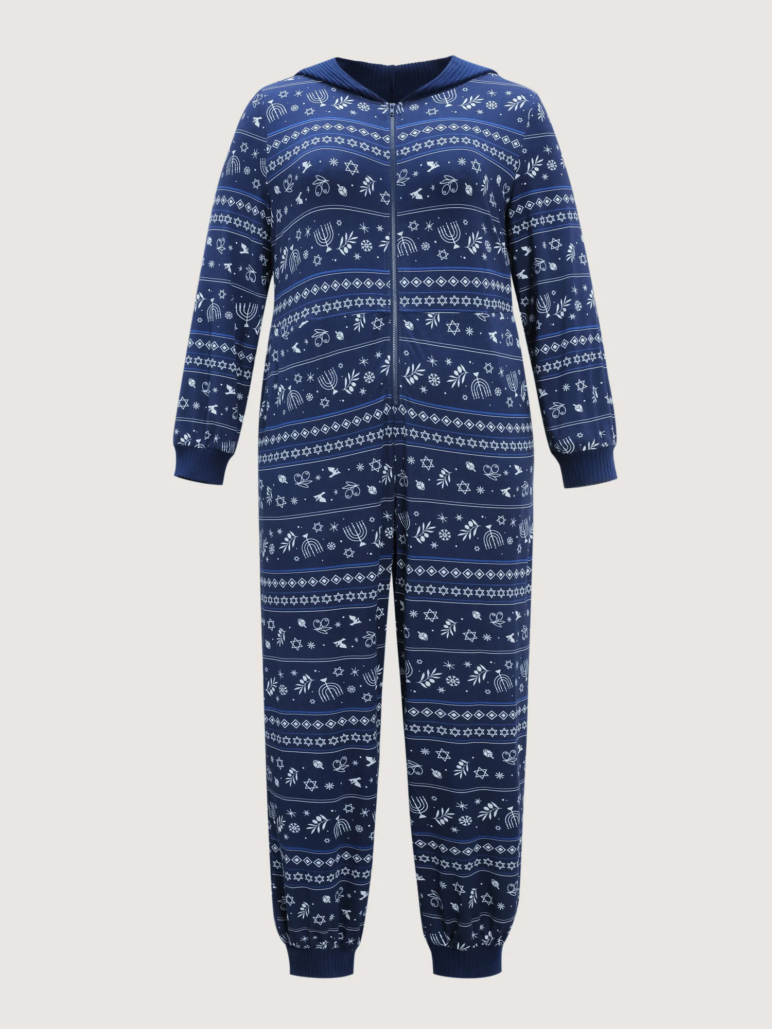 Holiday Print Hooded Pockets Pajama Onesie - Image 7