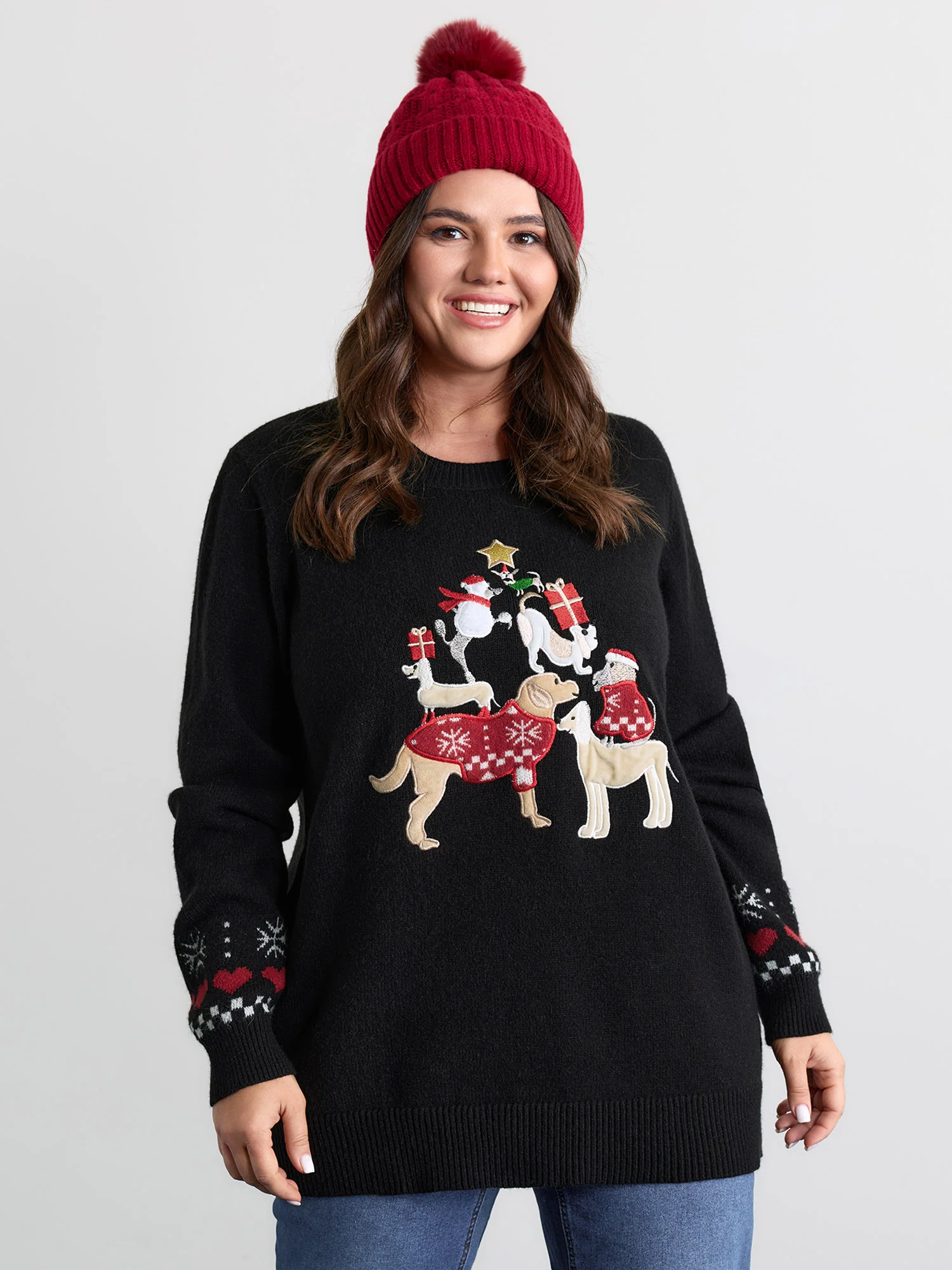 Holiday Puppy Applique Jacquard Pullover - Image 3