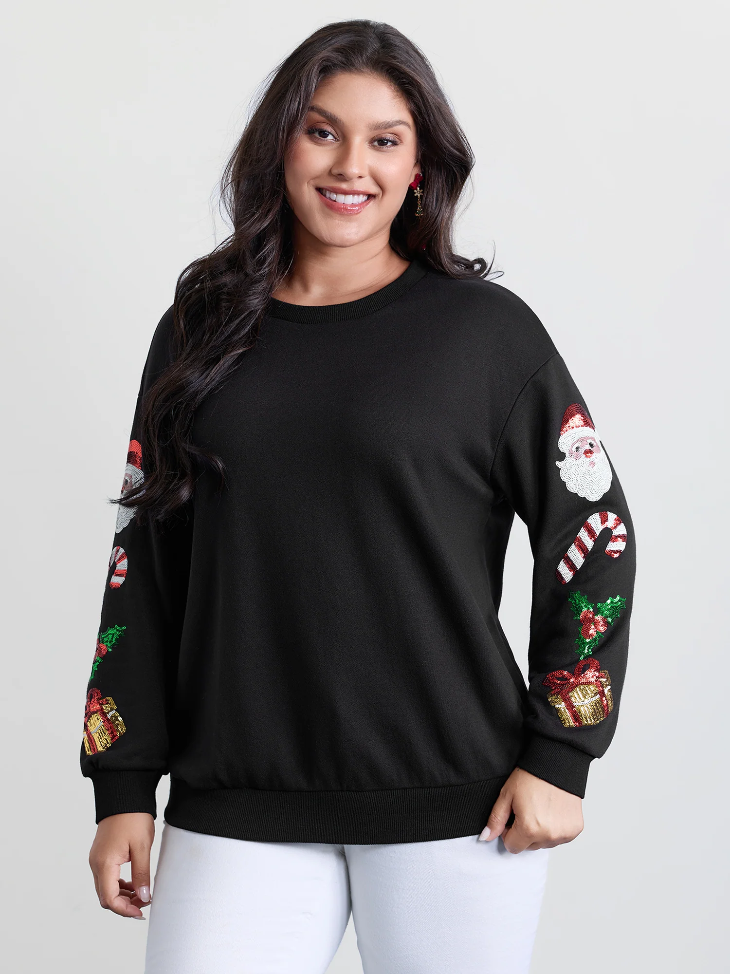 Holiday Sequin Embroidery Relaxed-Fit Sweatshirt - Image 2
