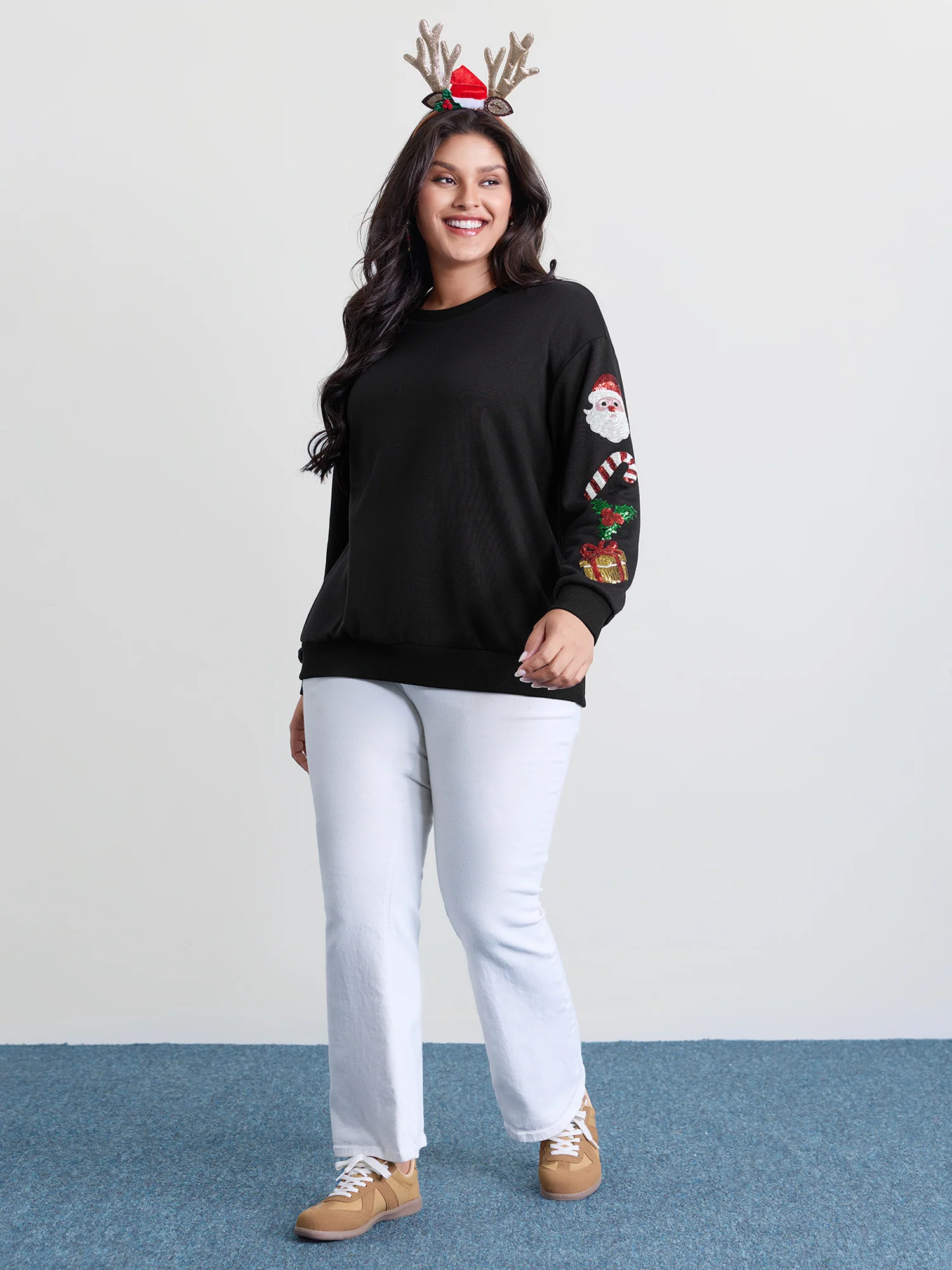 Holiday Sequin Embroidery Relaxed-Fit Sweatshirt - Image 3