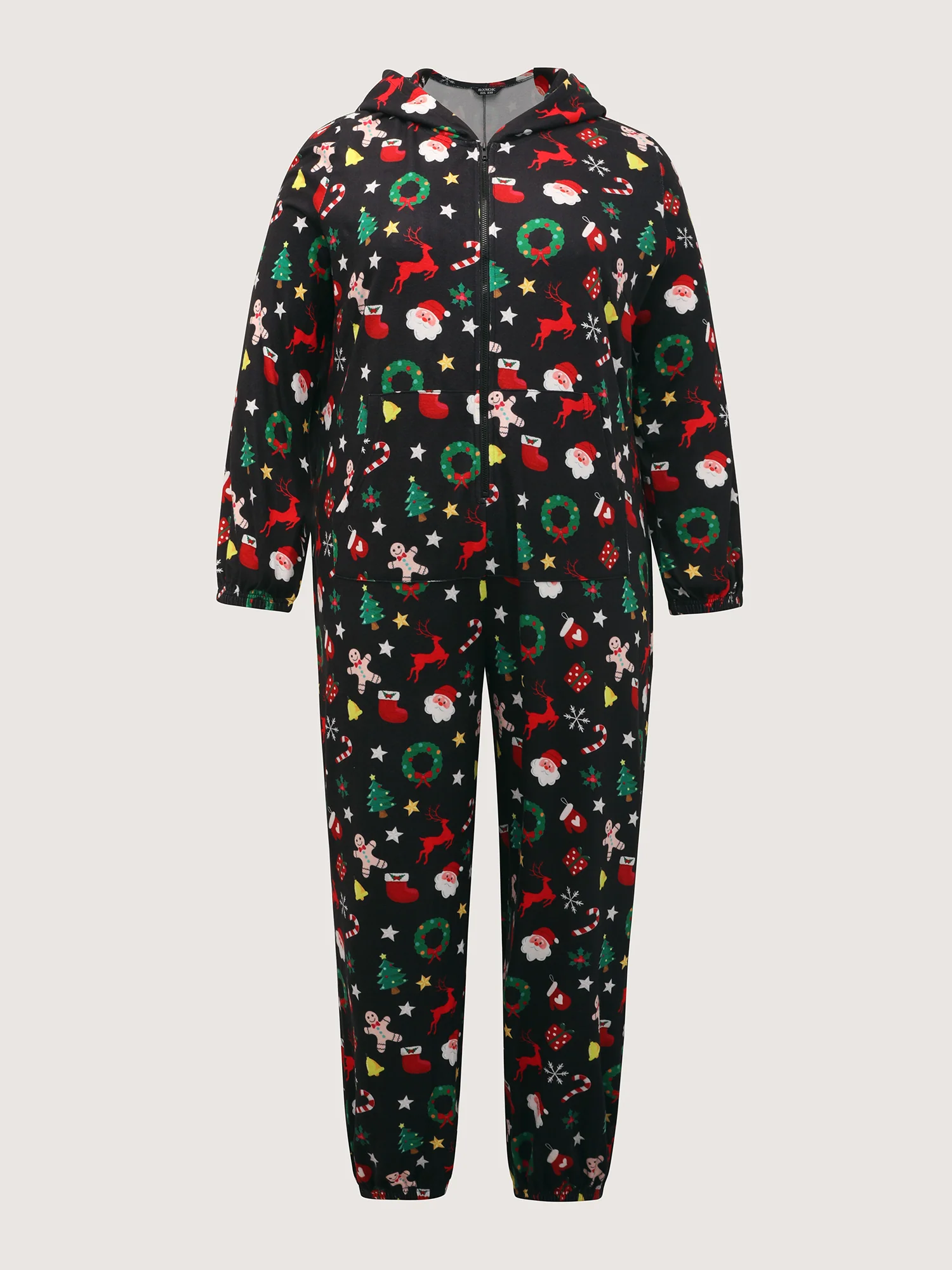 Holiday Spirit Pockets Hooded Pajama Onesie - Image 7