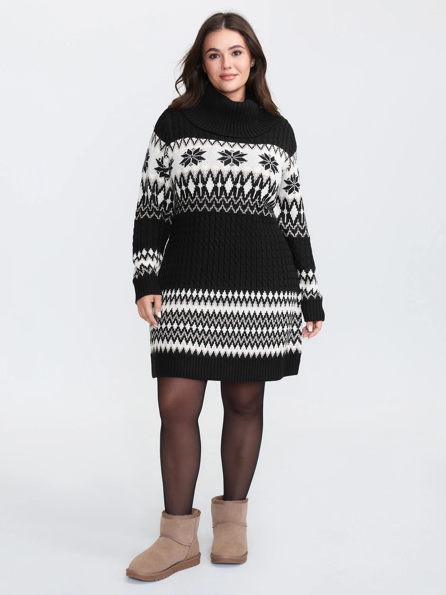 Holiday Textured Turtleneck Sweater Dress - Image 10