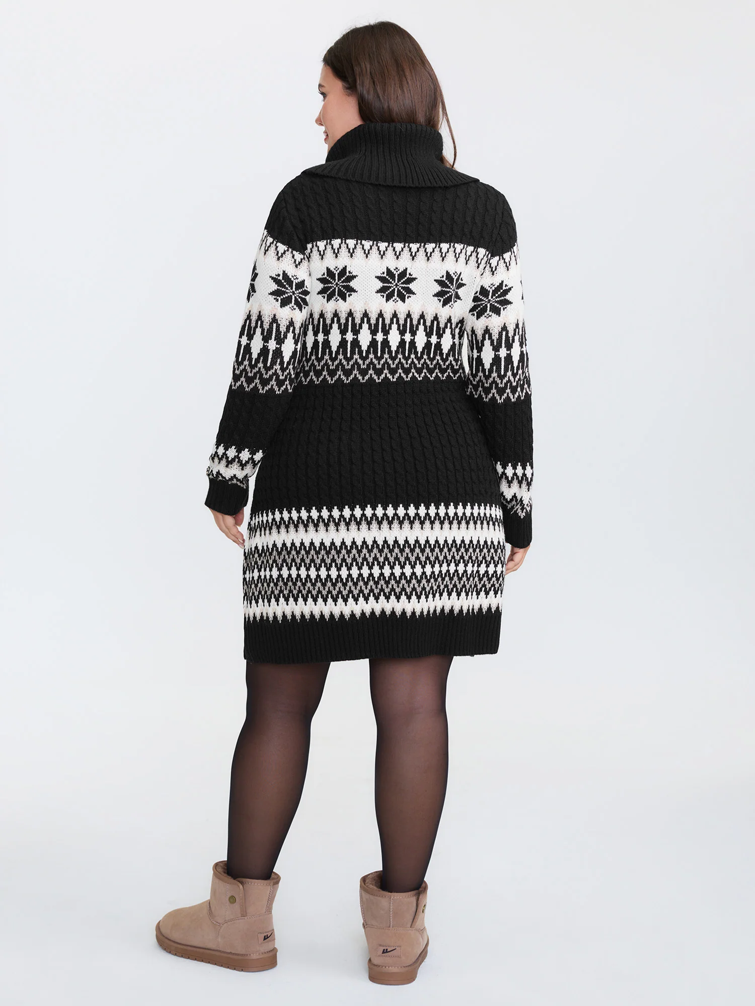 Holiday Textured Turtleneck Sweater Dress - Image 11