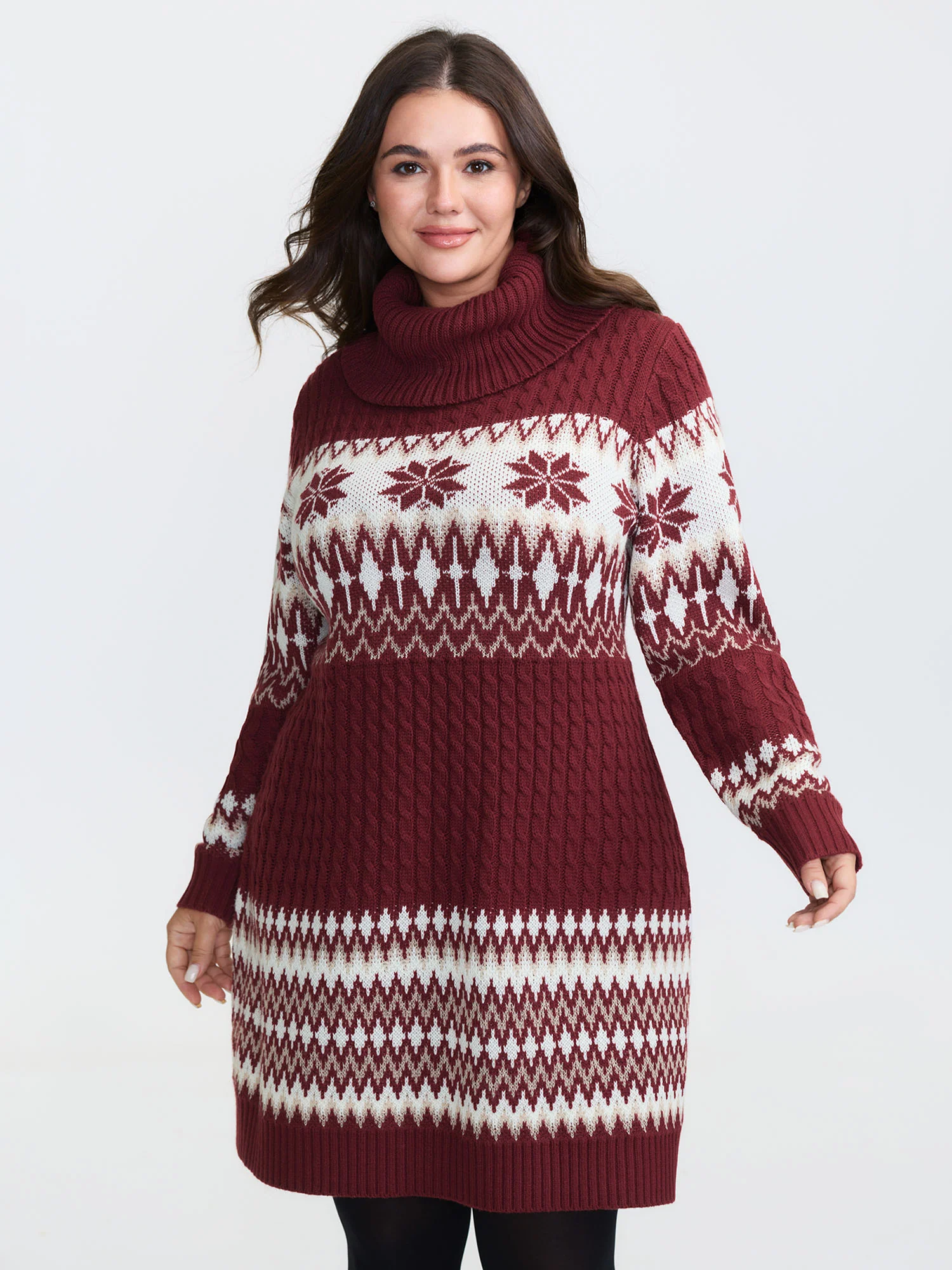 Holiday Textured Turtleneck Sweater Dress - Image 12