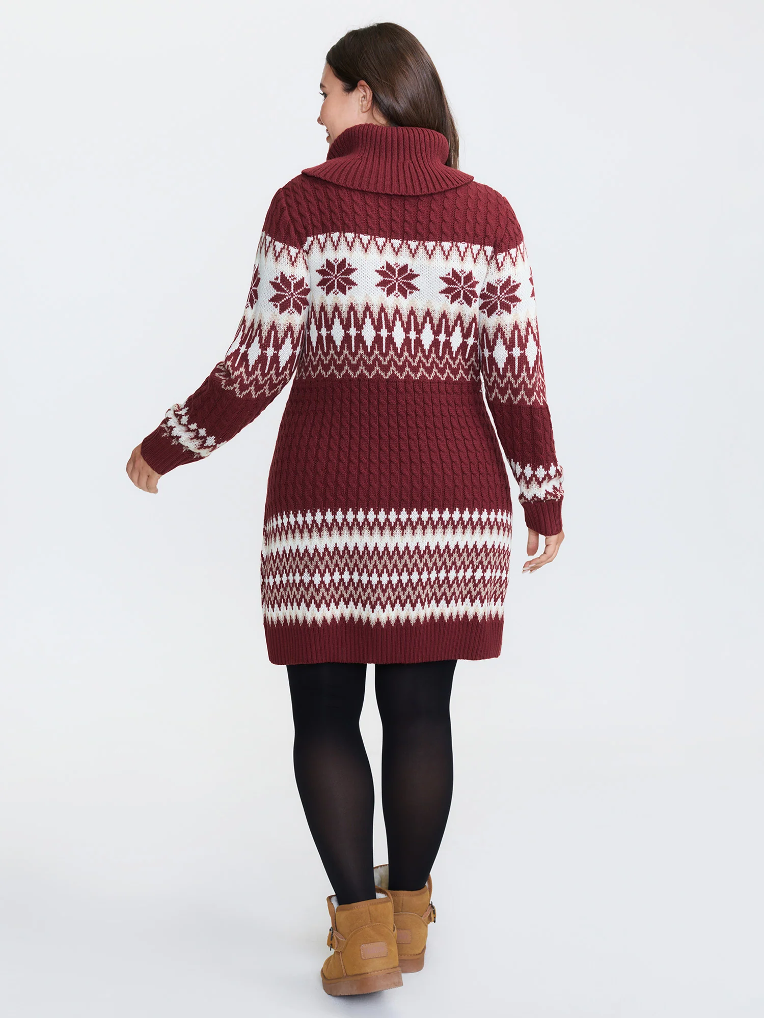 Holiday Textured Turtleneck Sweater Dress - Image 15