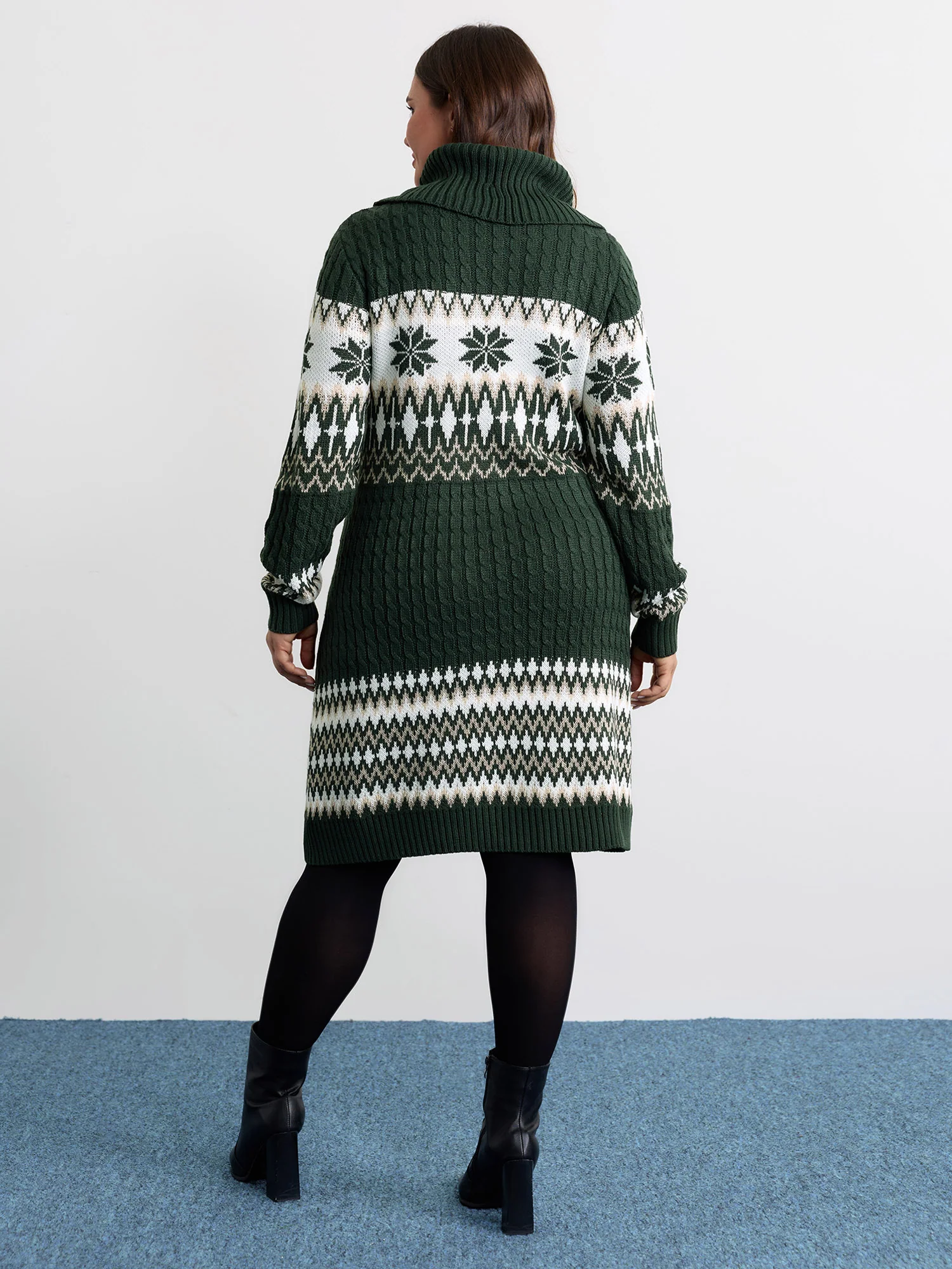 Holiday Textured Turtleneck Sweater Dress - Image 4