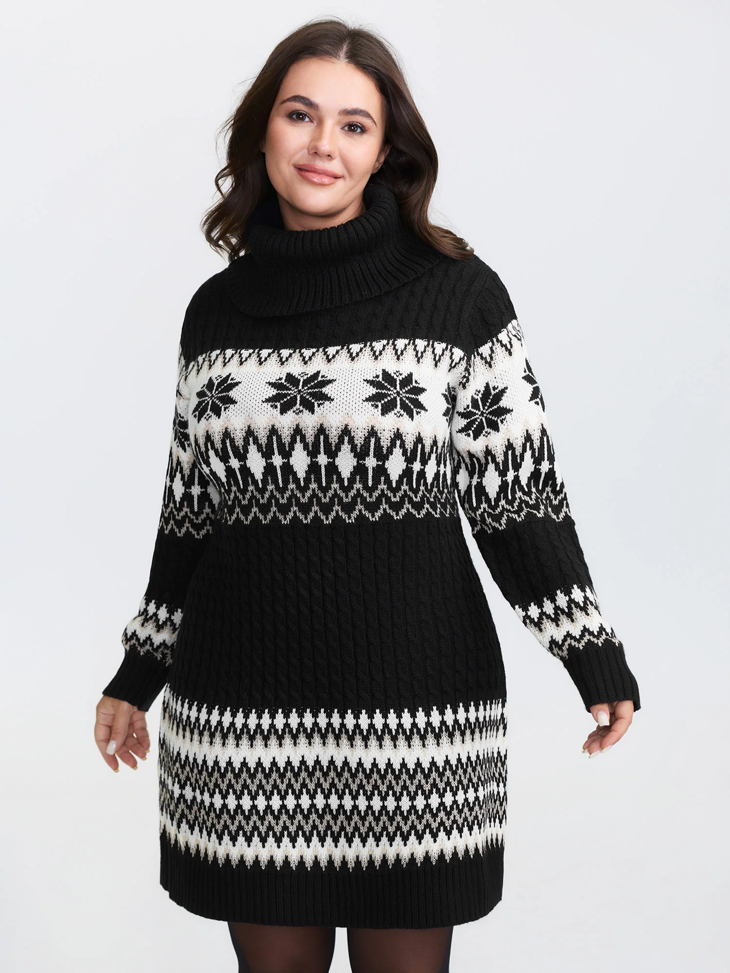 Holiday Textured Turtleneck Sweater Dress - Image 8