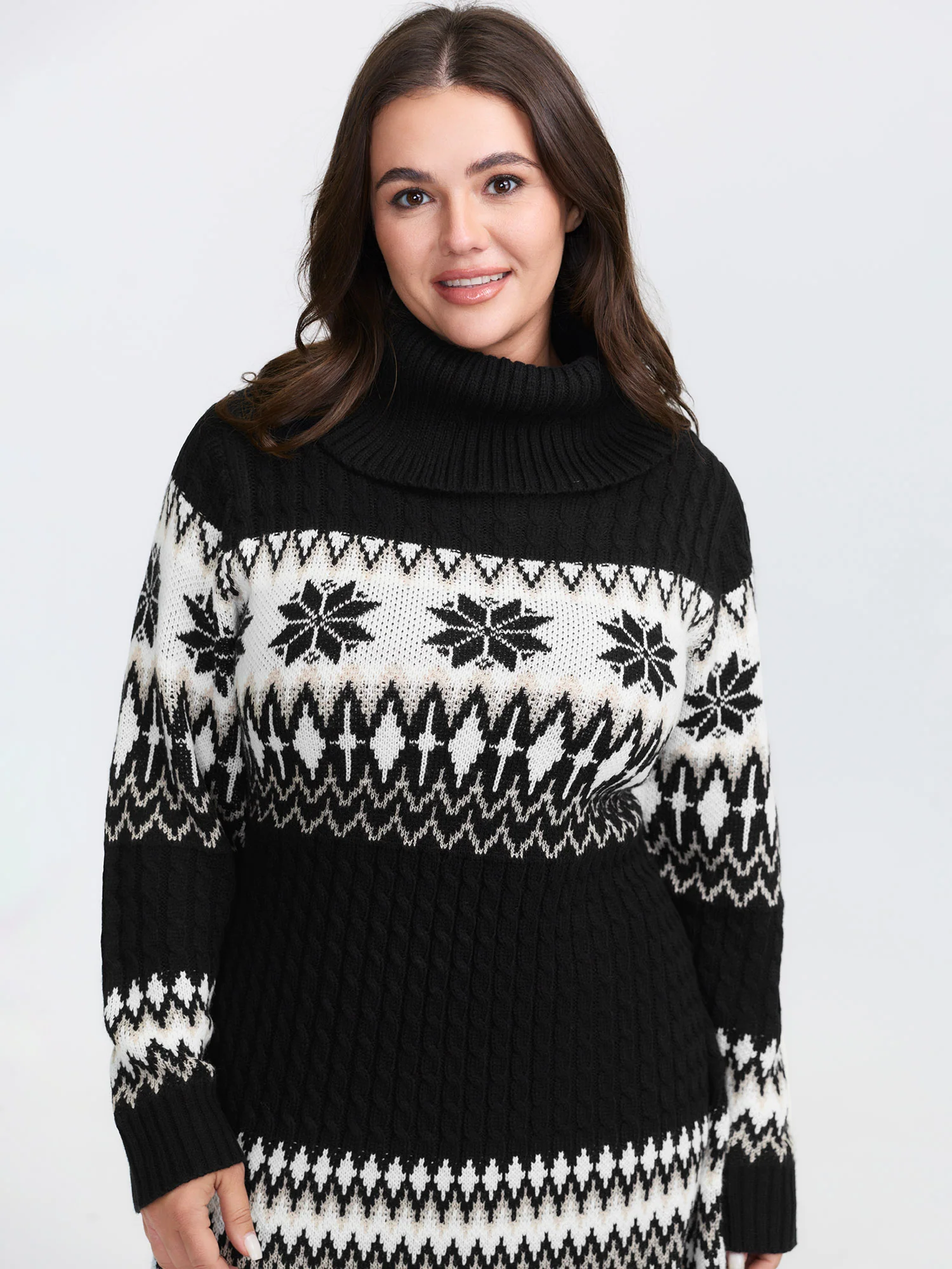 Holiday Textured Turtleneck Sweater Dress - Image 9