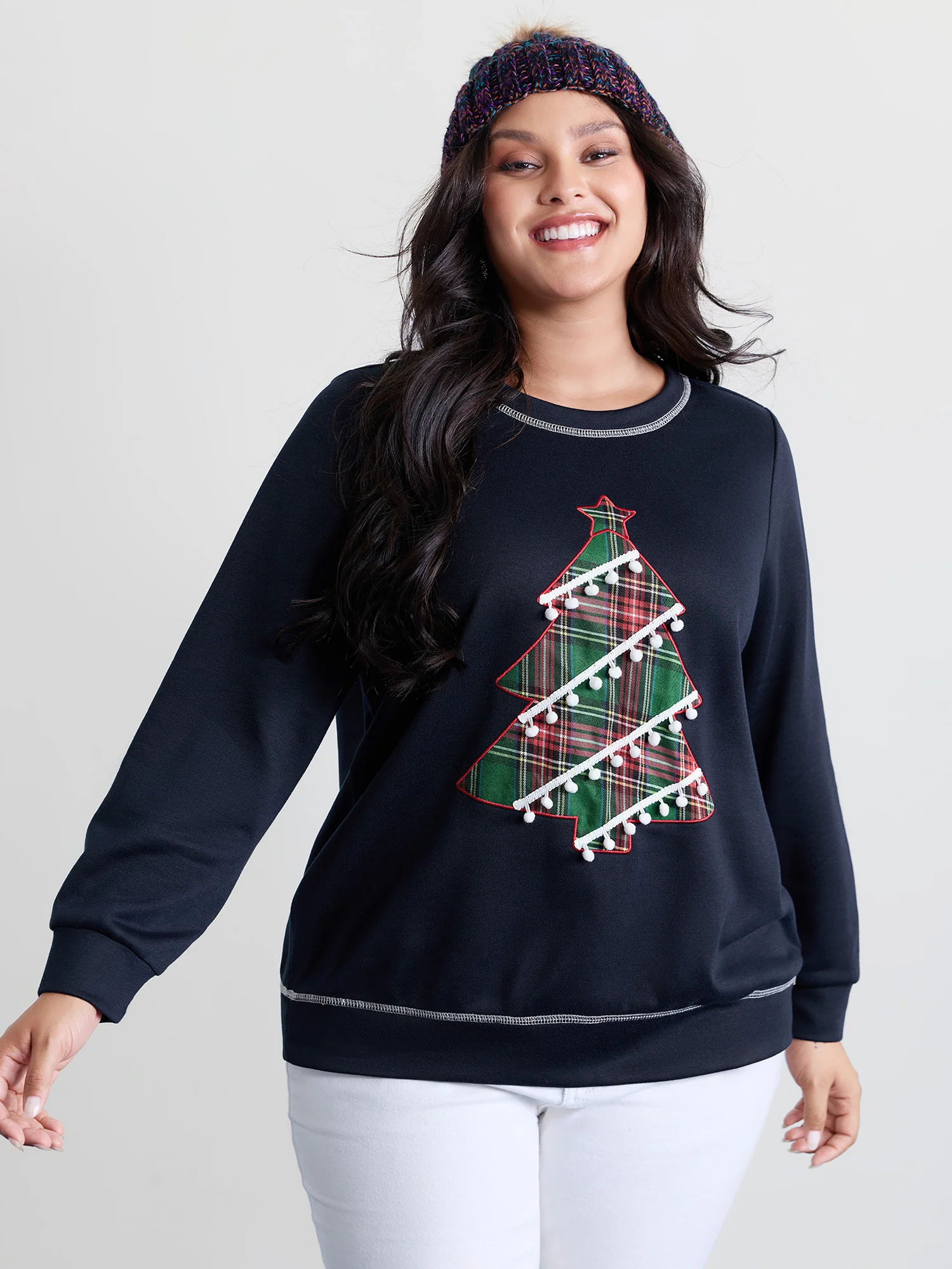 Holiday Tree Applique Embroidery Sweatshirt - Image 2