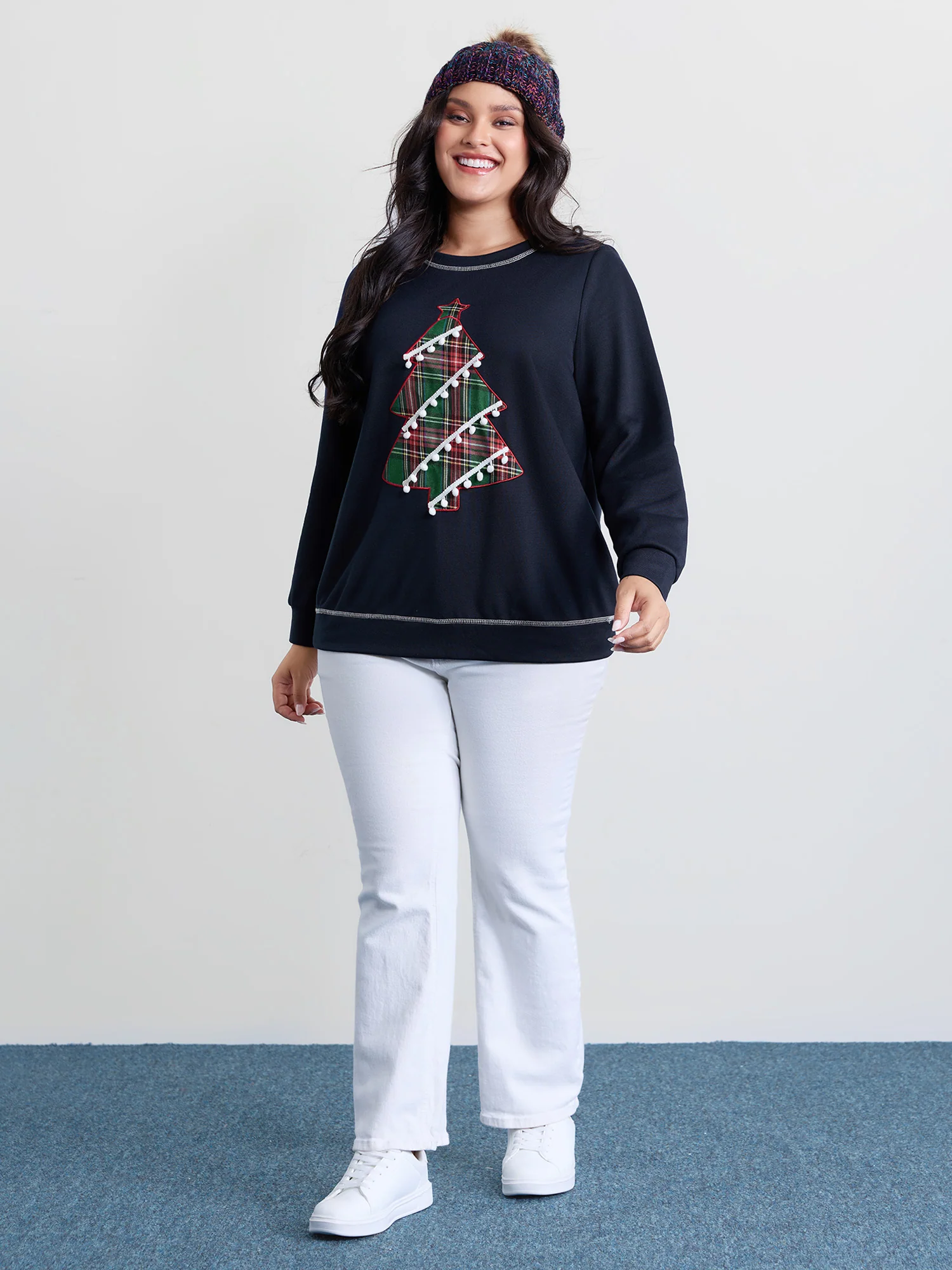 Holiday Tree Applique Embroidery Sweatshirt - Image 3