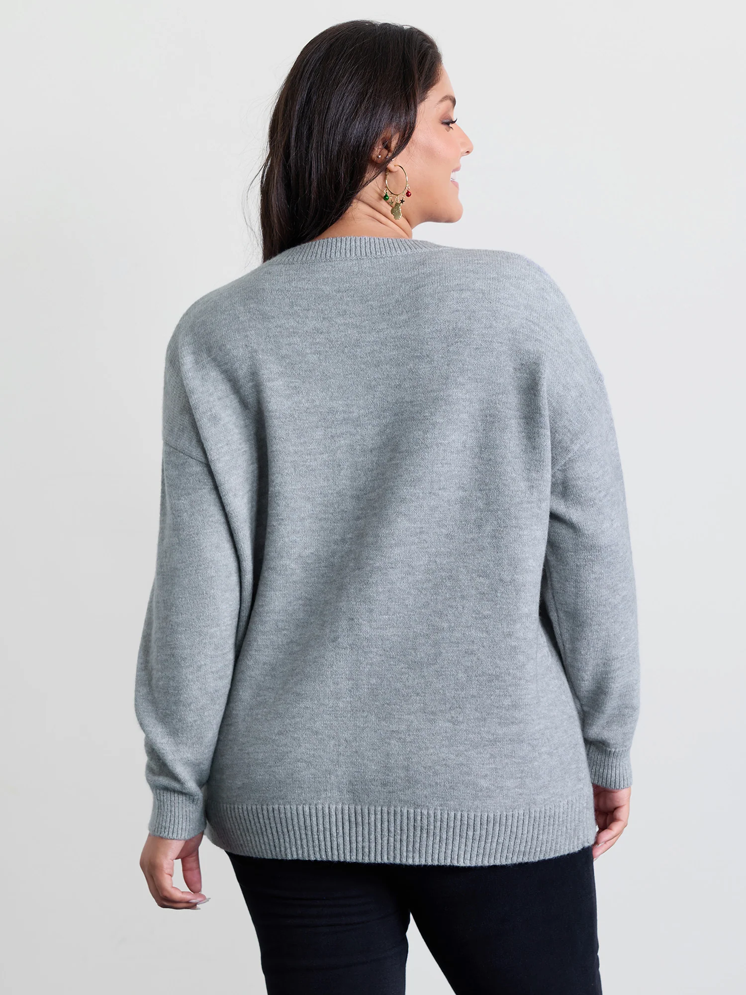 Holiday Tree Jacquard Round Neck Pullover - Image 4