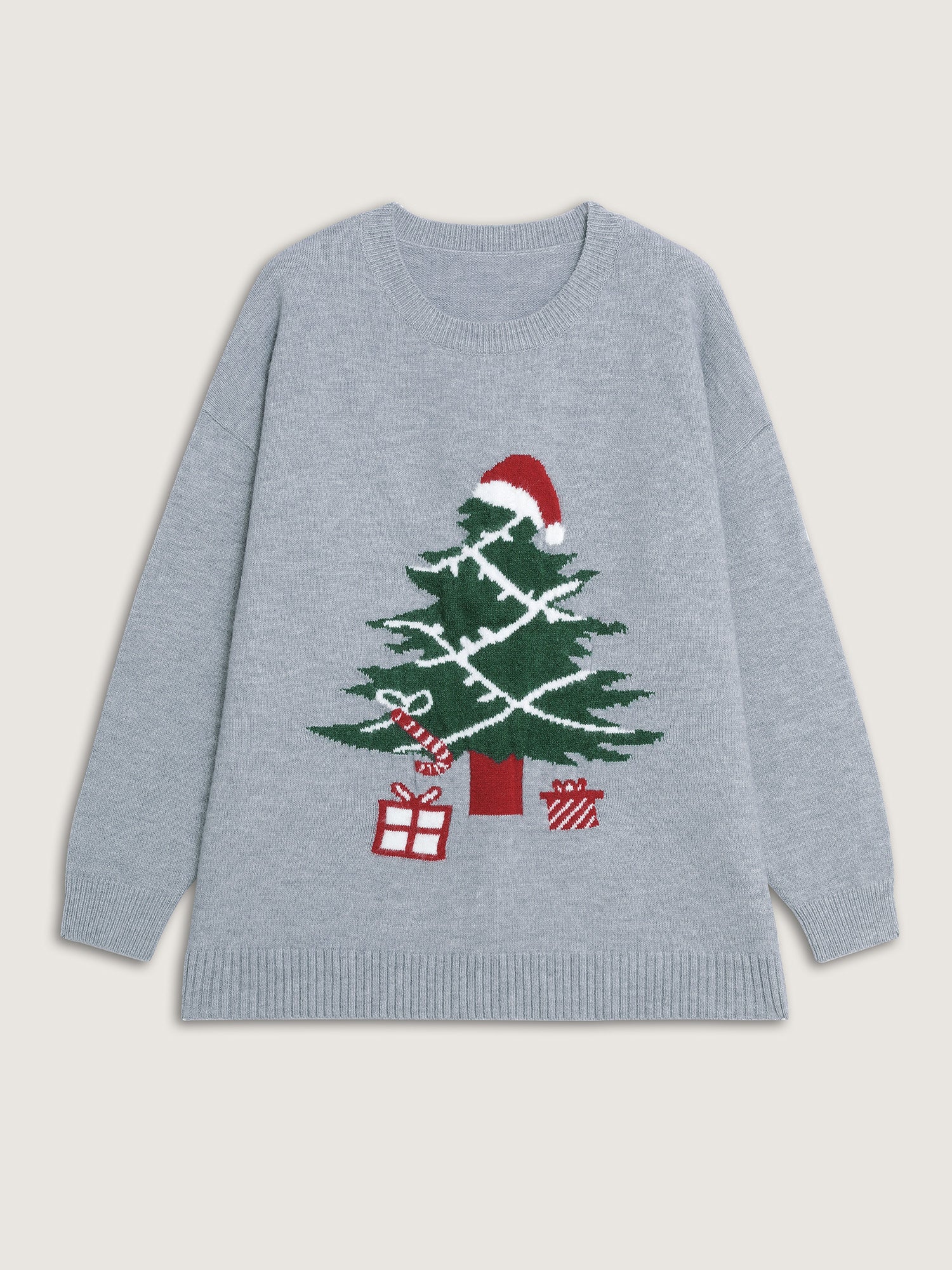 Holiday Tree Jacquard Round Neck Pullover - Image 6