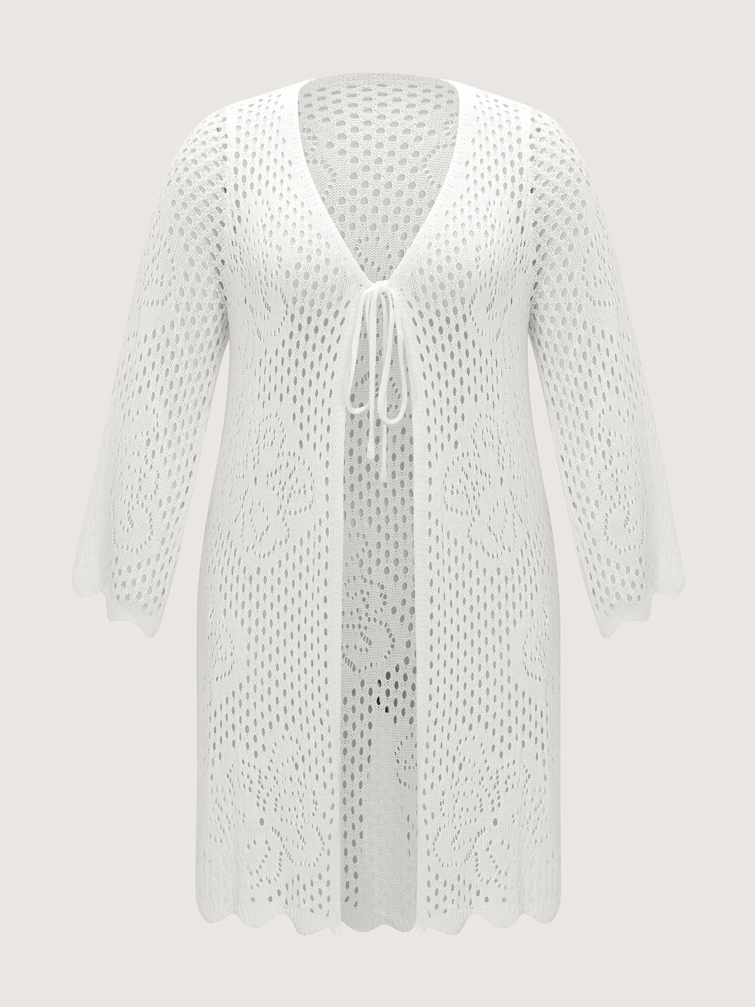 Hollow-Out Front-Tie Swim Cover-Up - Image 7