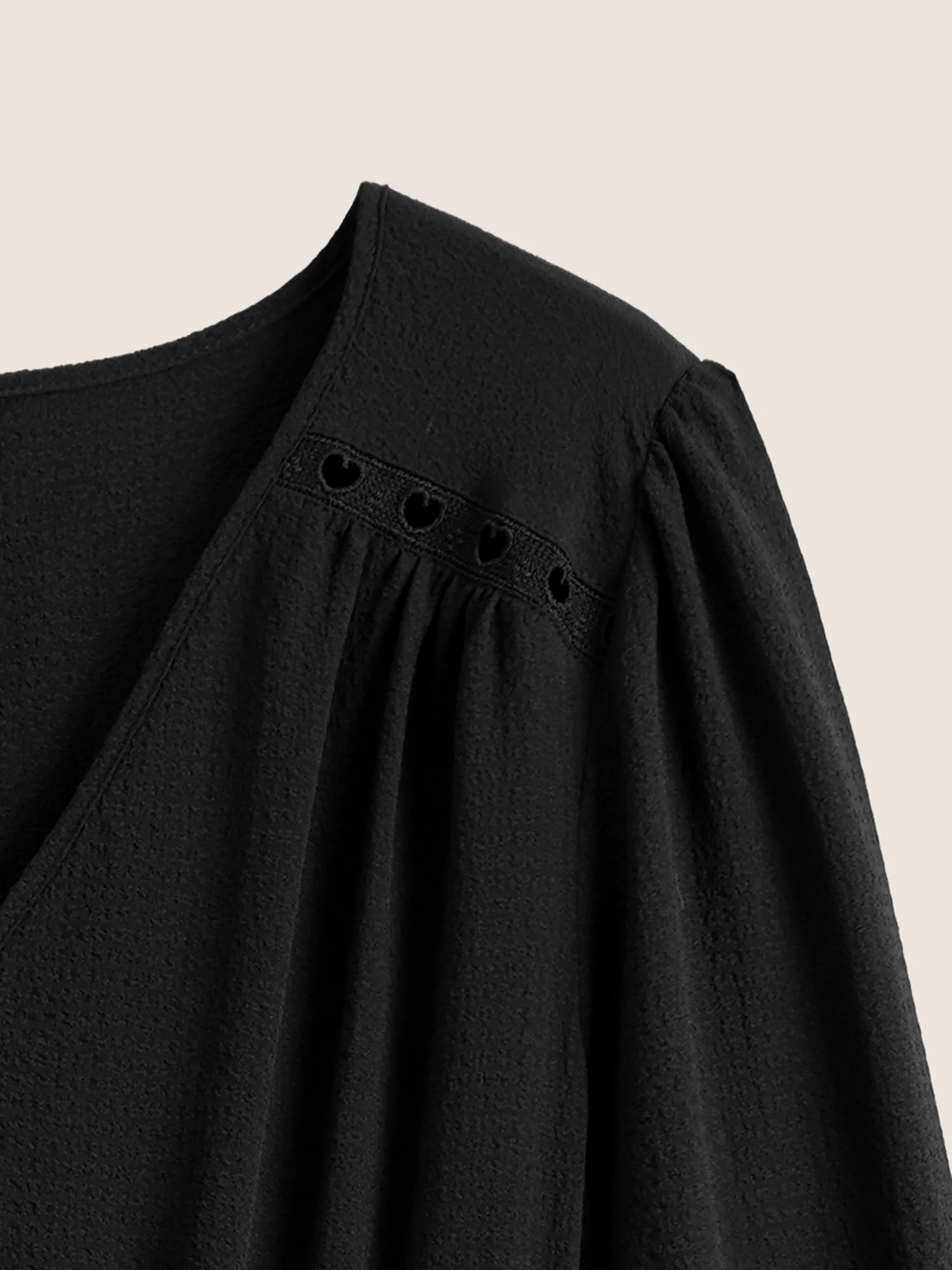 Hollow Out Lantern Sleeve Flutter Layered Hem Dress - Image 5