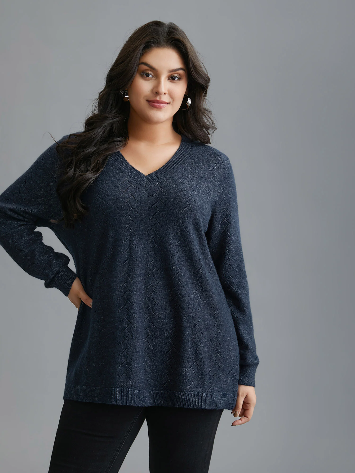 Hollowed-Out-Back Bows V-Neck Pullover - Image 2