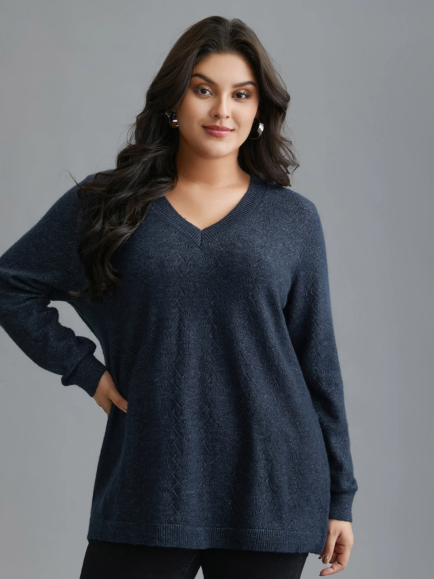 Hollowed-Out-Back Bows V-Neck Pullover - Image 4
