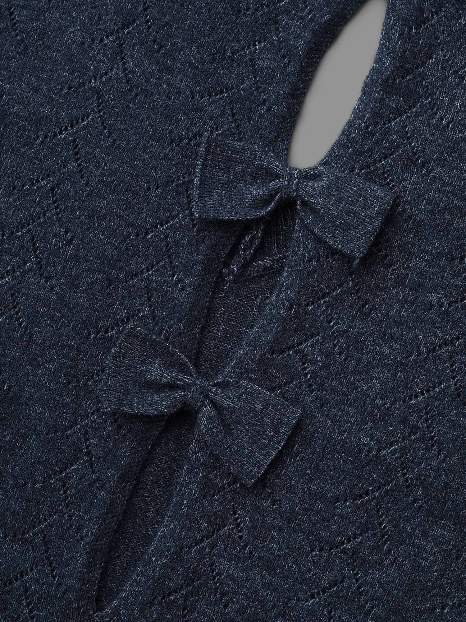 Hollowed-Out-Back Bows V-Neck Pullover - Image 7
