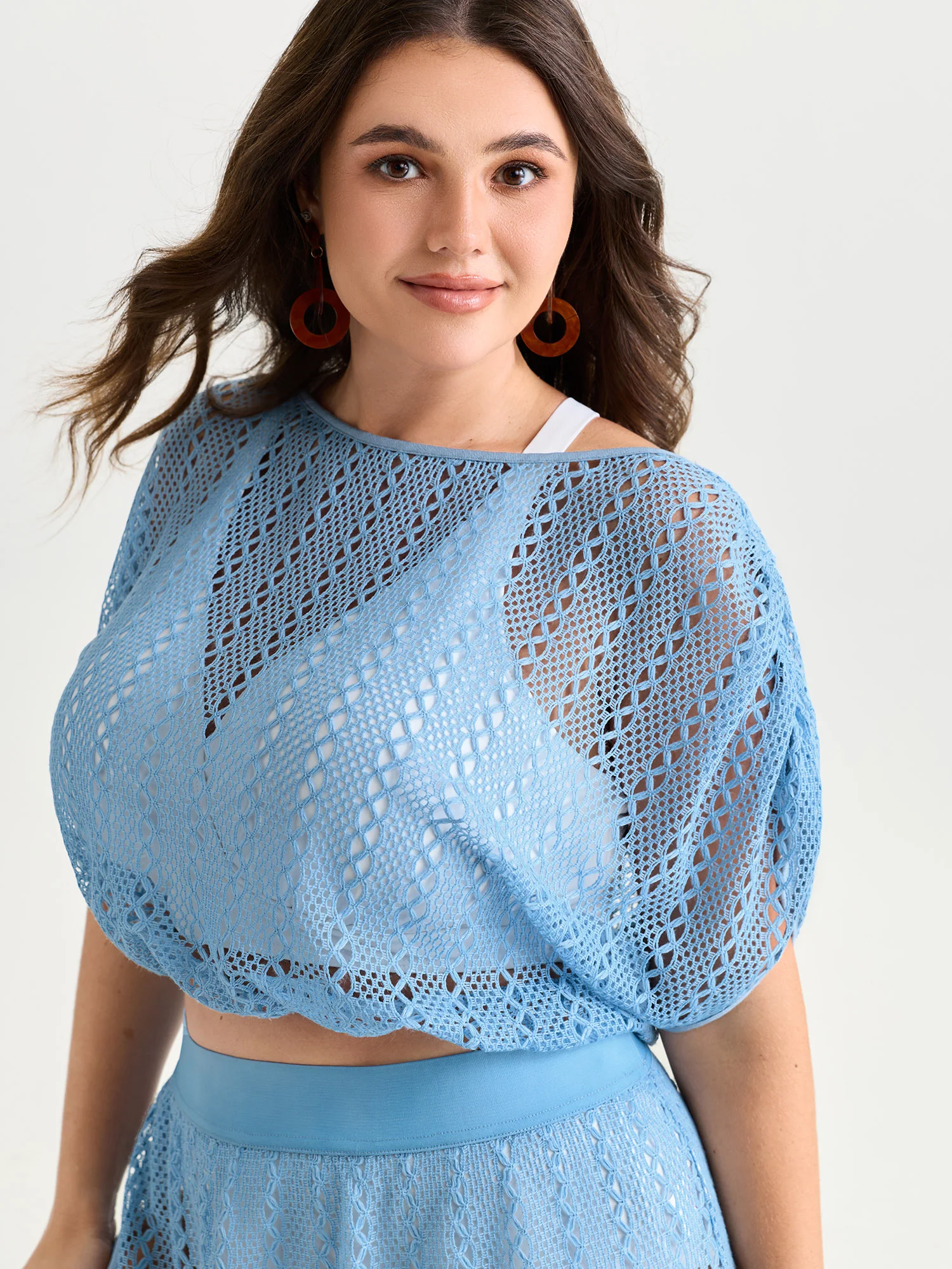 Hollowed Out Elastic Hem Cover-Up - Image 2