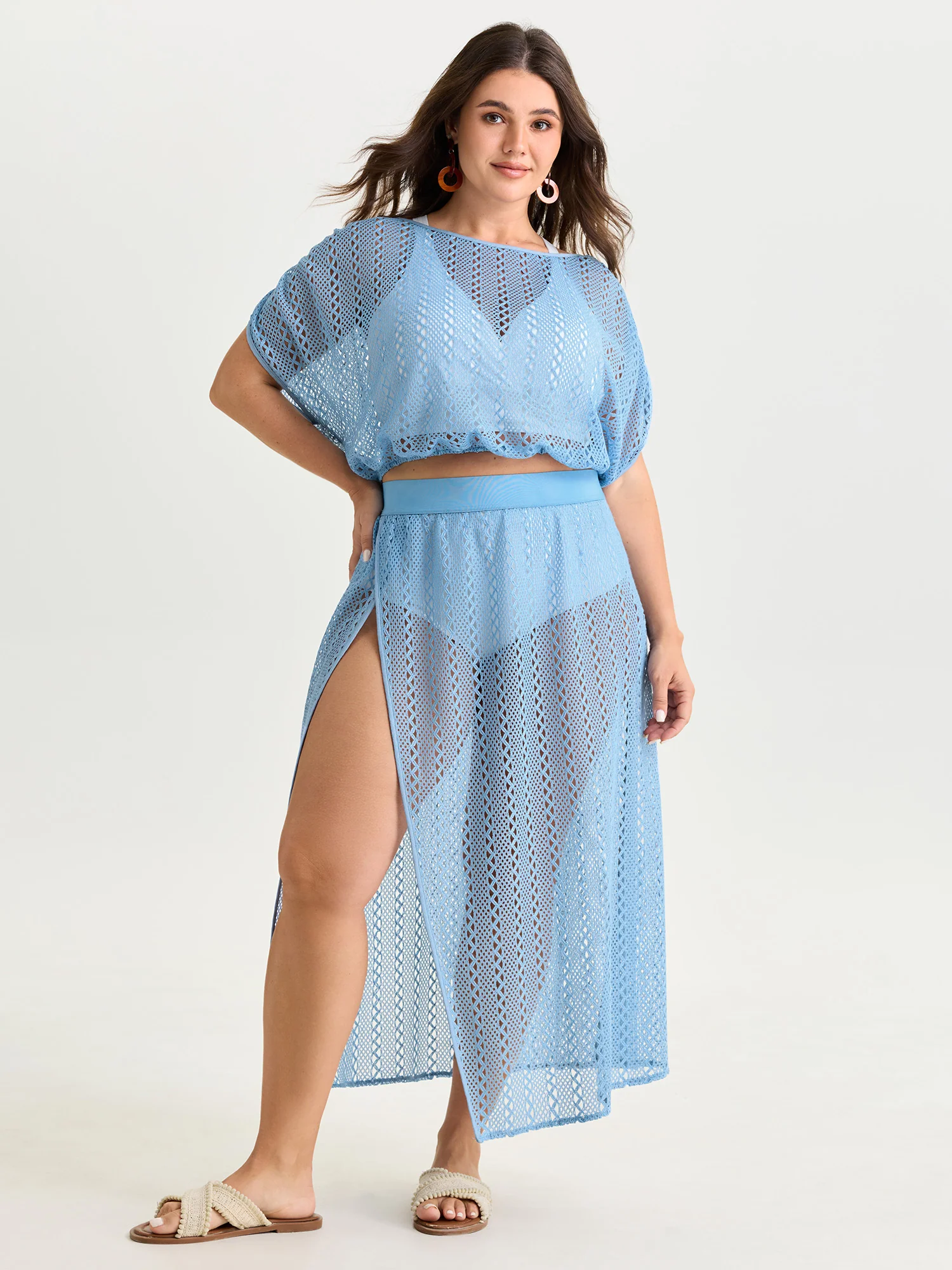 Hollowed Out Elastic Hem Cover-Up - Image 3