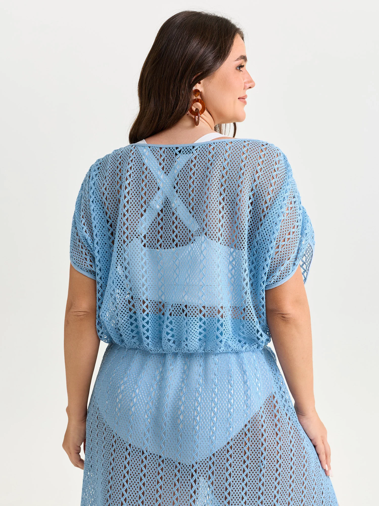 Hollowed Out Elastic Hem Cover-Up - Image 4