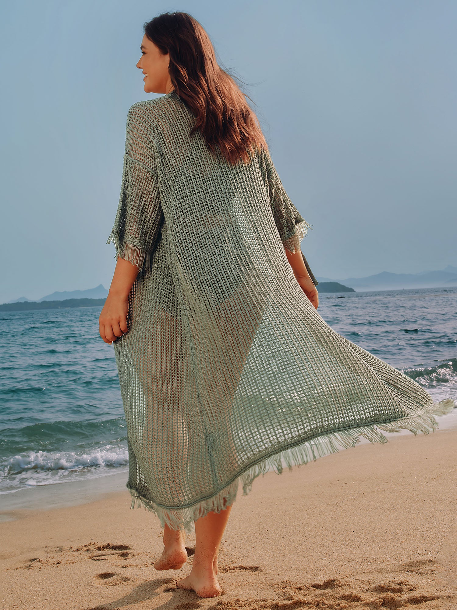 Hollowed Out Front-Tie Swim Cover-Up - Image 2