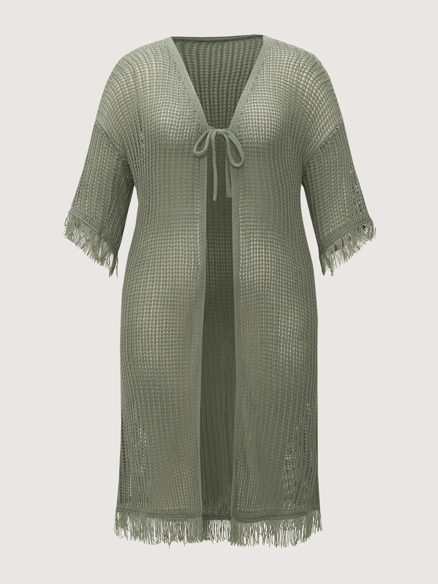 Hollowed Out Front-Tie Swim Cover-Up - Image 7
