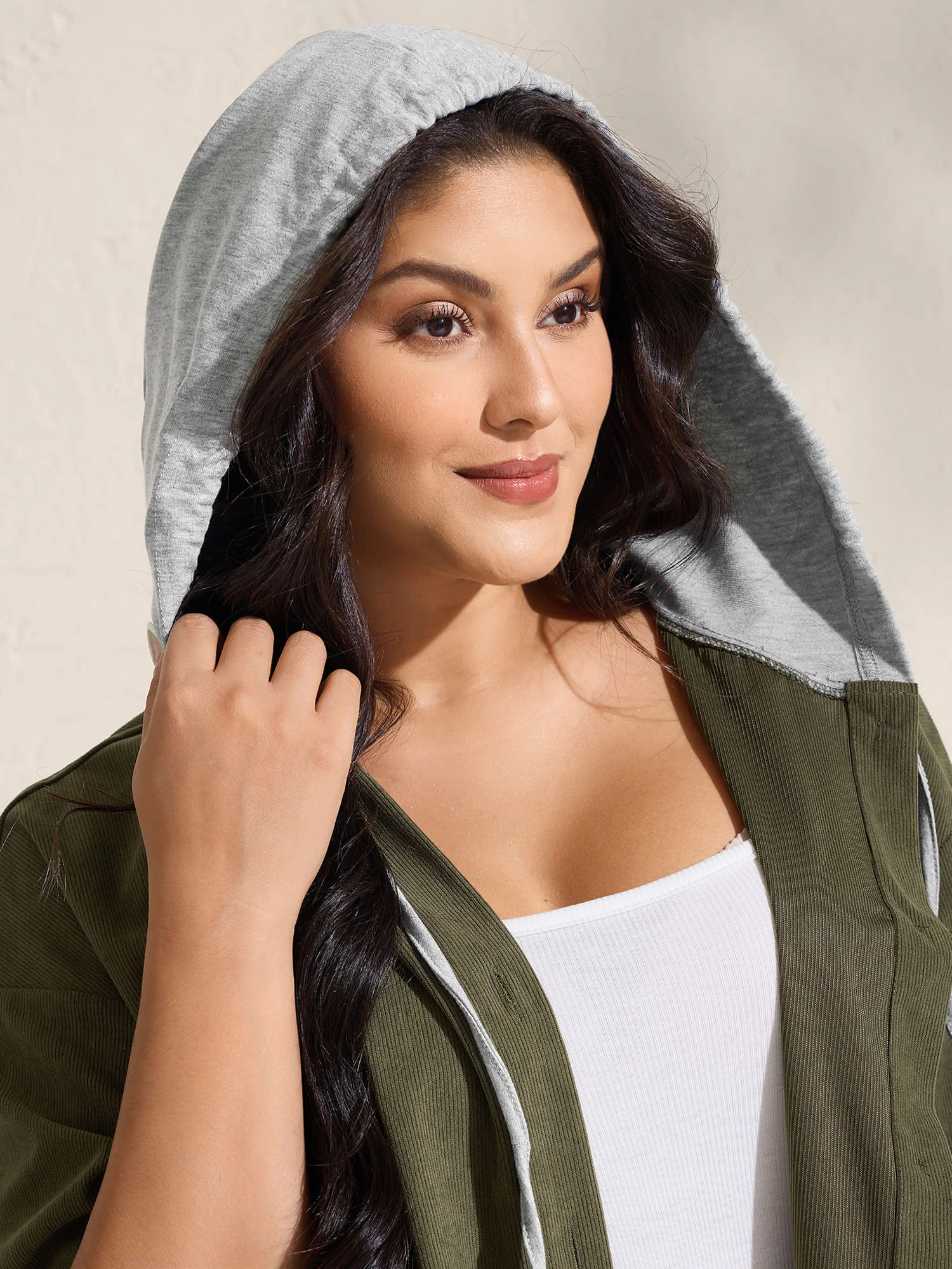Hooded Button-Front Pockets Jacket - Image 2