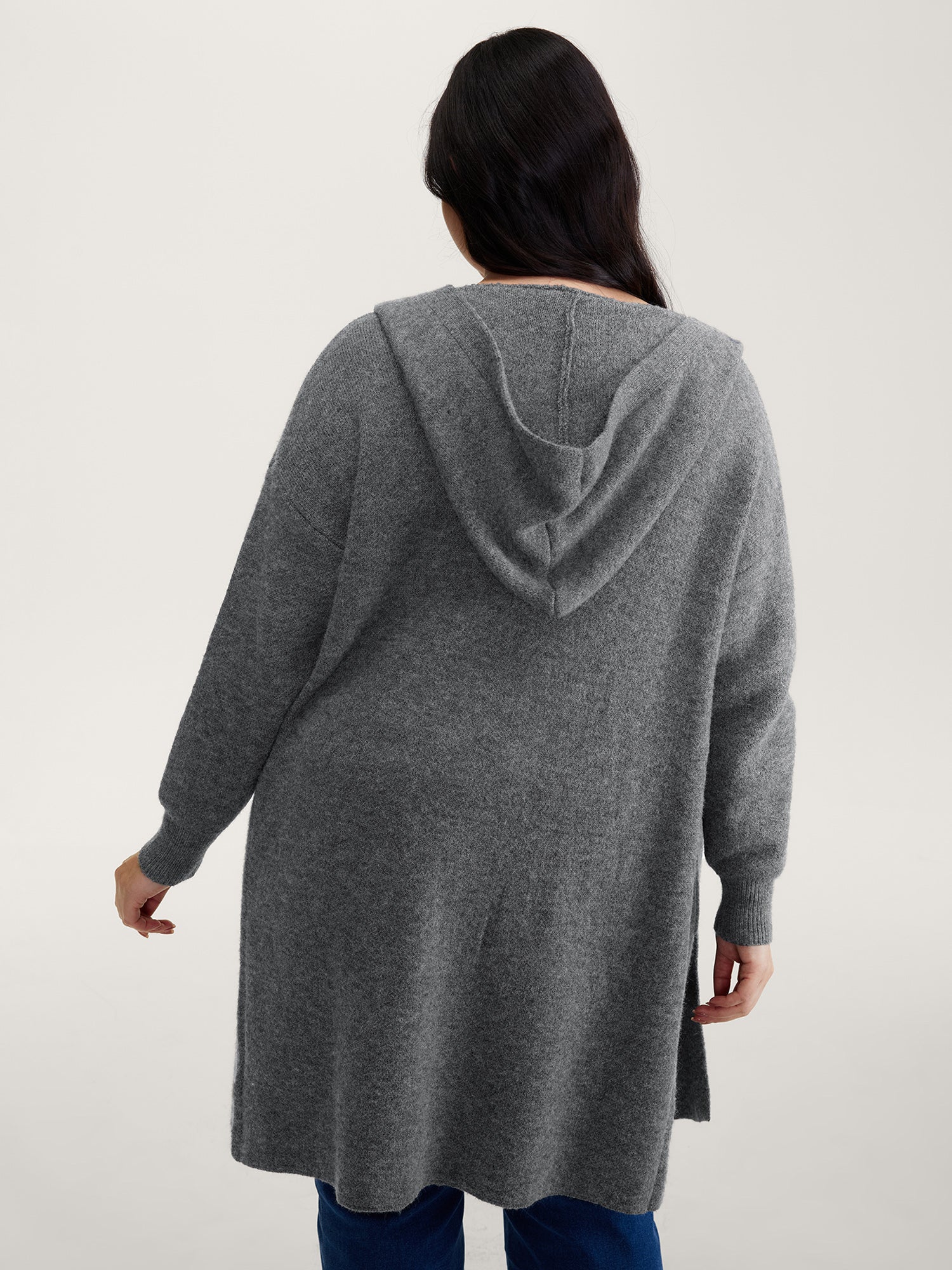 Hooded Button Slit Pockets Knit Cardigan - Image 5