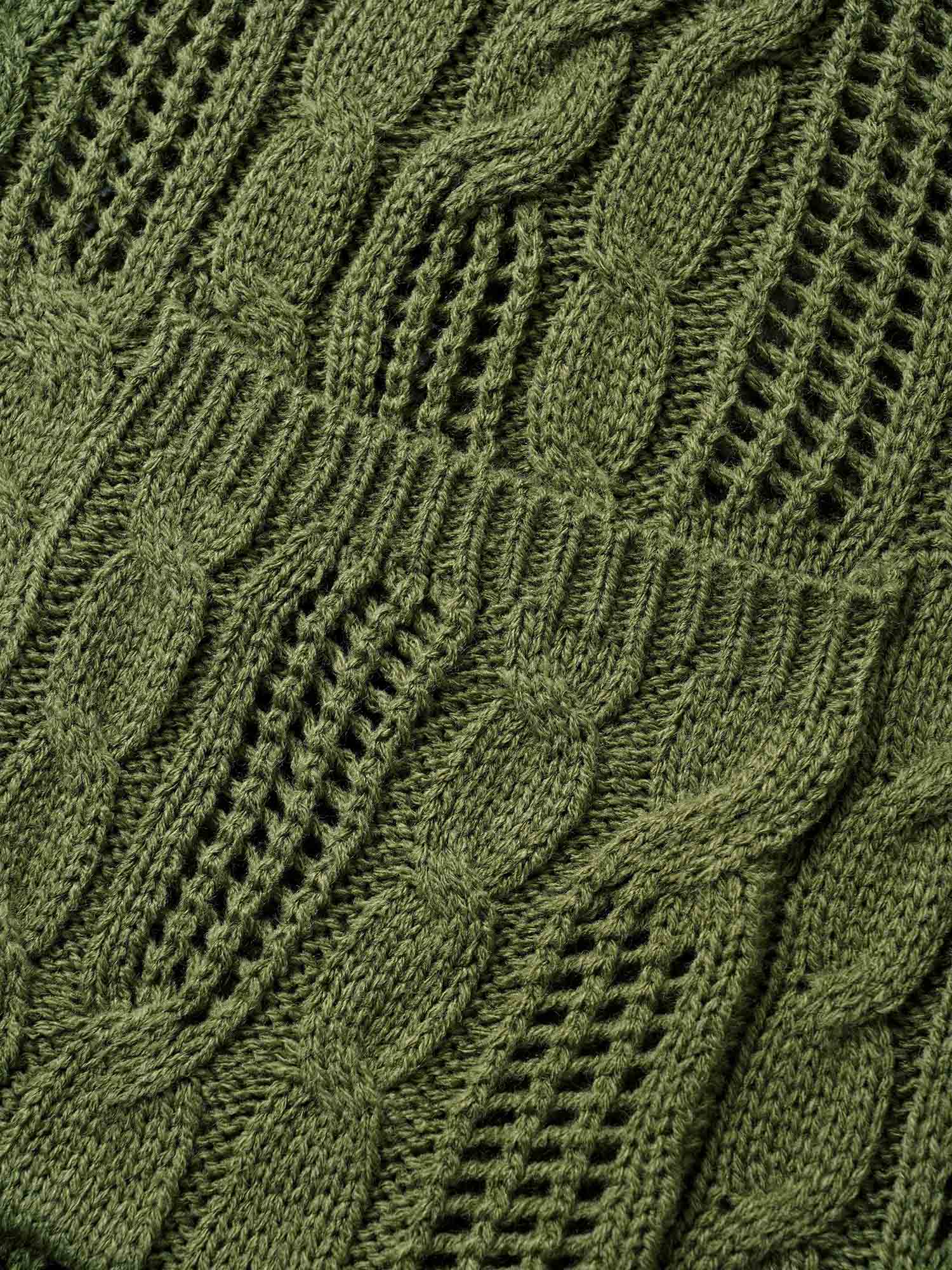Hooded Cable Knit Open Front Cardigan - Image 6