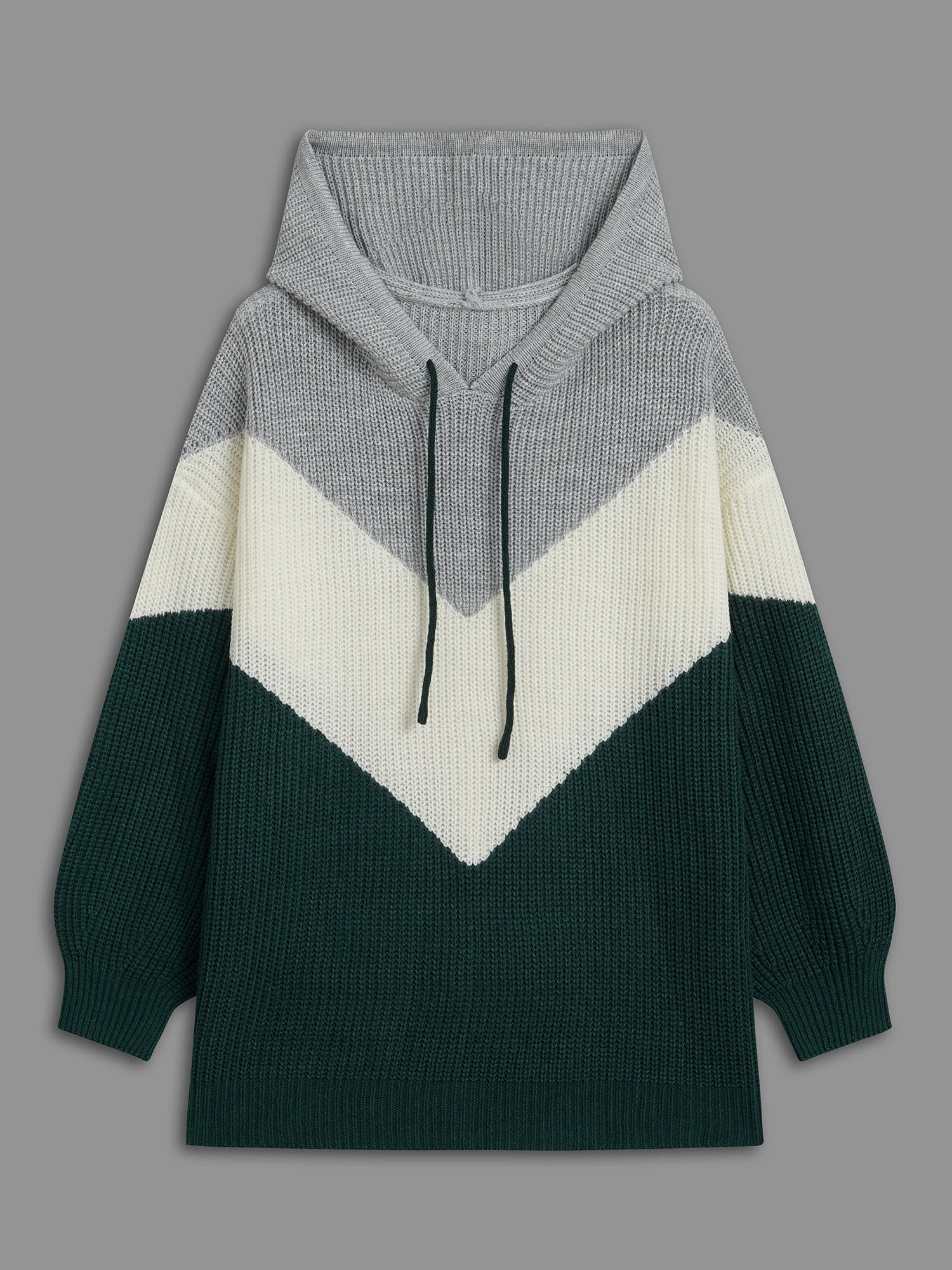Hooded Color Contrast Drop Shoulder Pullover - Image 7