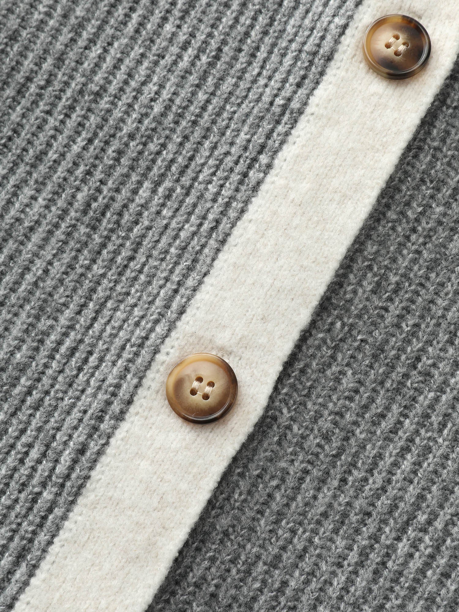 Hooded Colorblock Pockets Button Knit Cardigan - Image 7