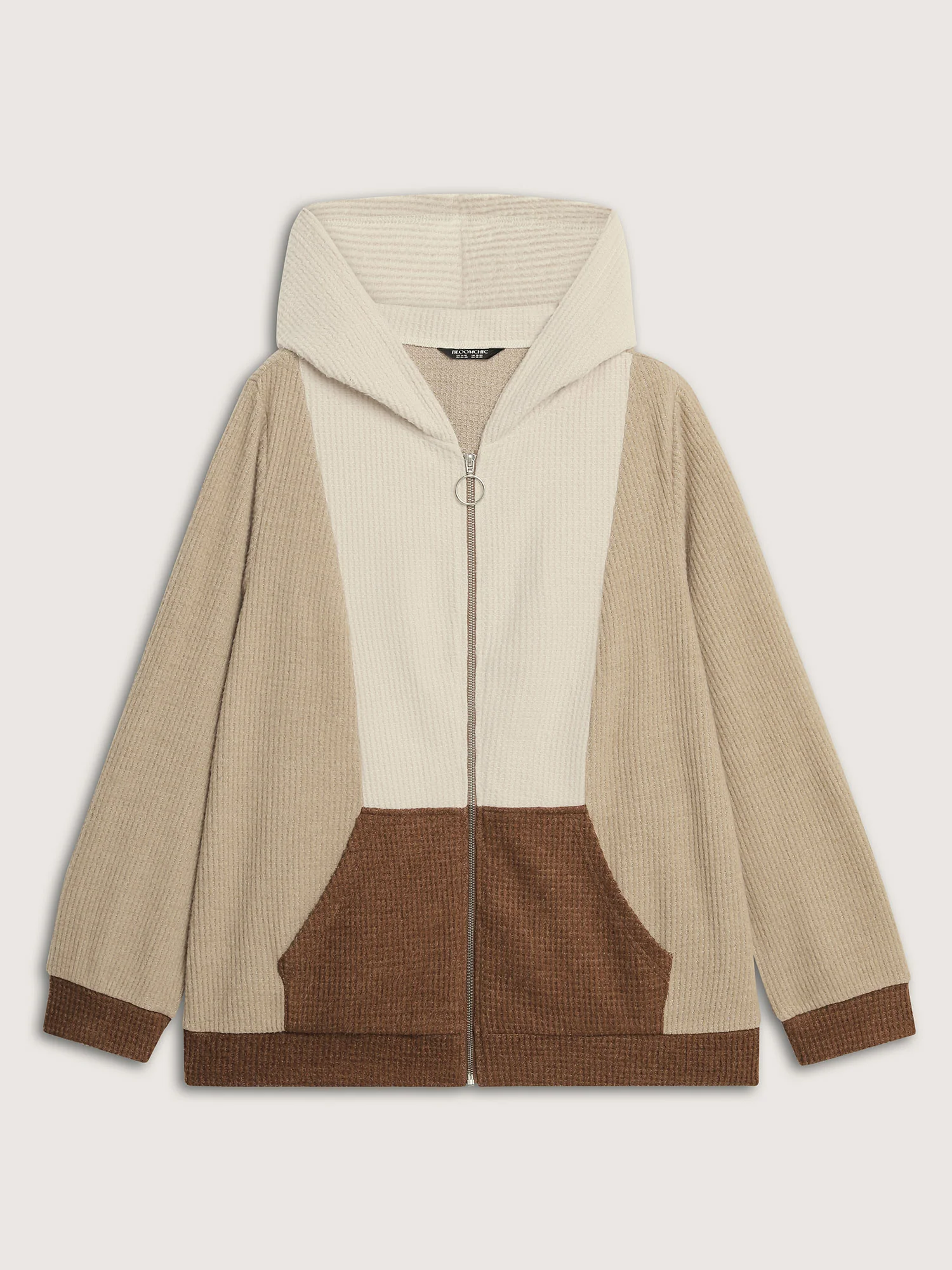 Hooded Colorblock Zipper Jacket - Image 9