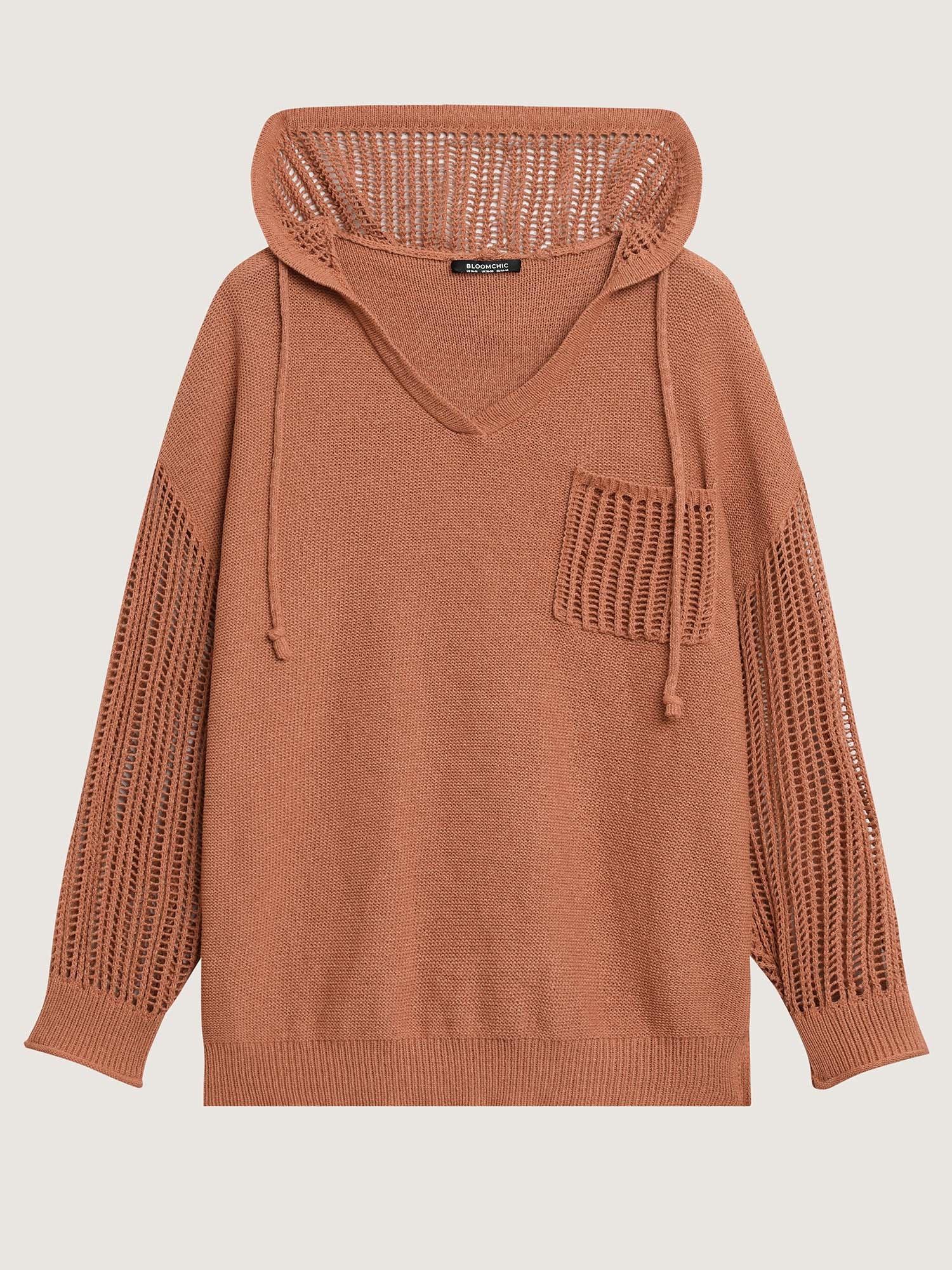 Hooded Drawstring Cut Out Pocket Pullover - Image 7