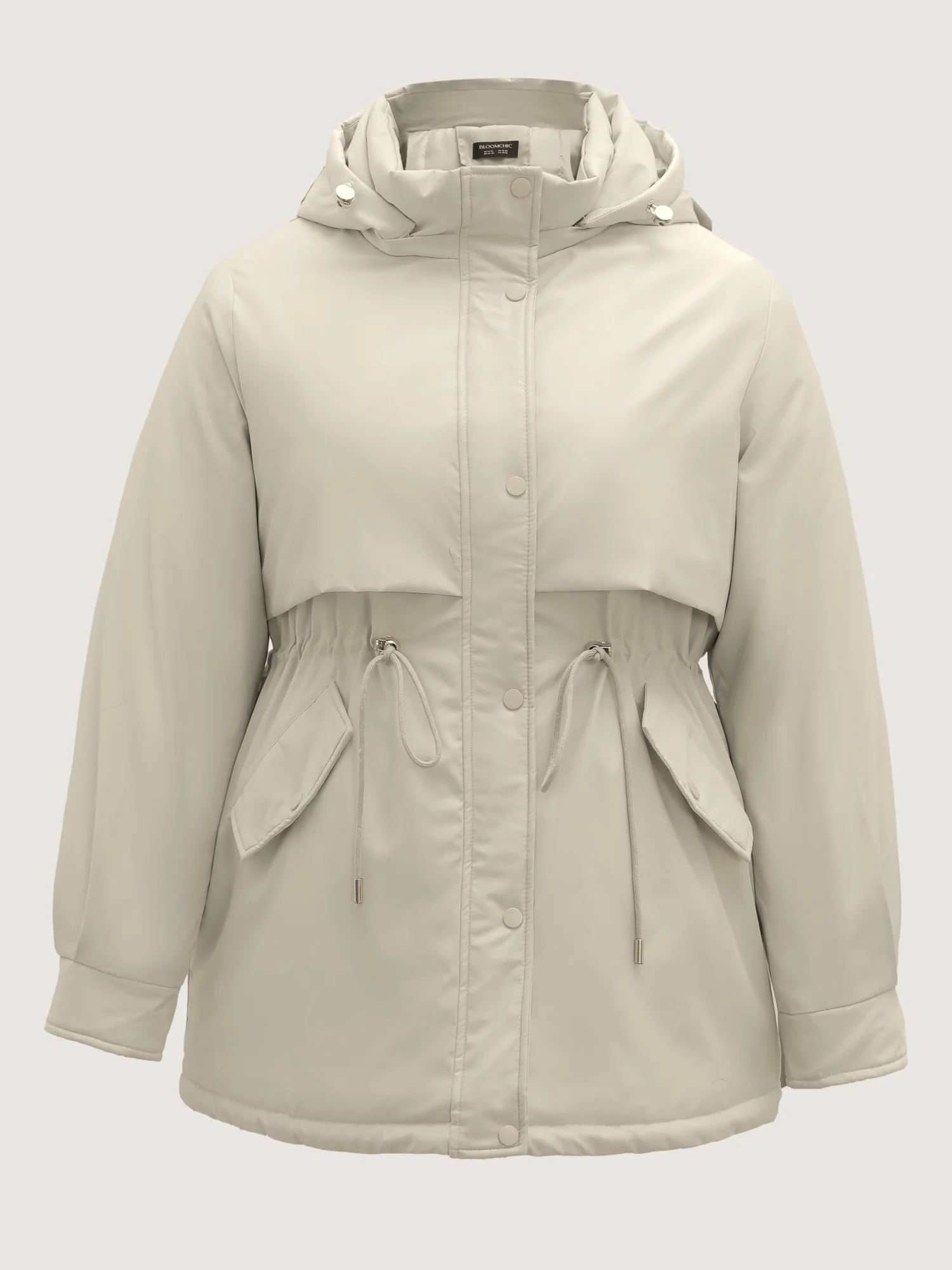 Hooded Drawstring Waist Quilted Jacket - Image 11