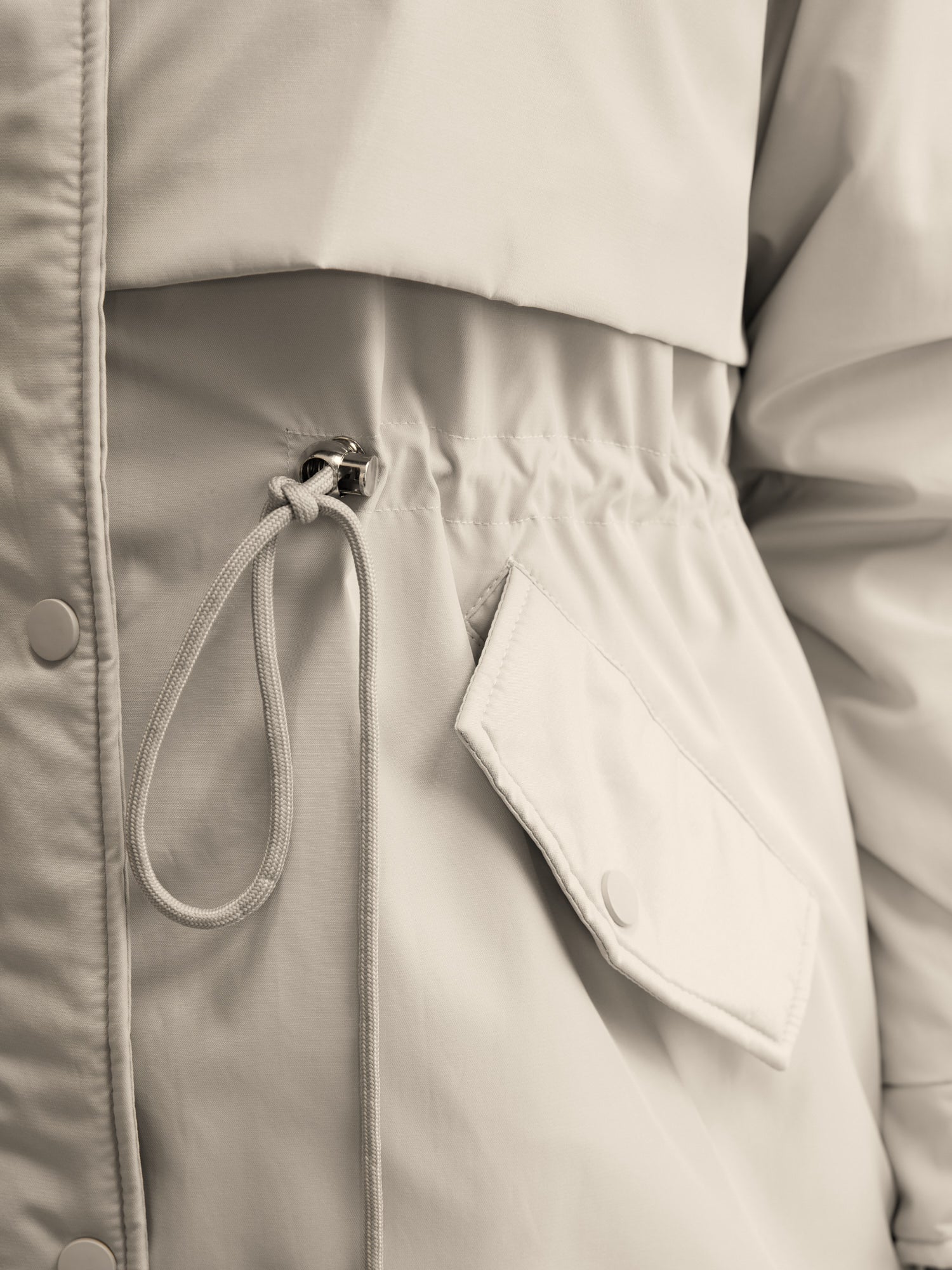 Hooded Drawstring Waist Quilted Jacket - Image 6