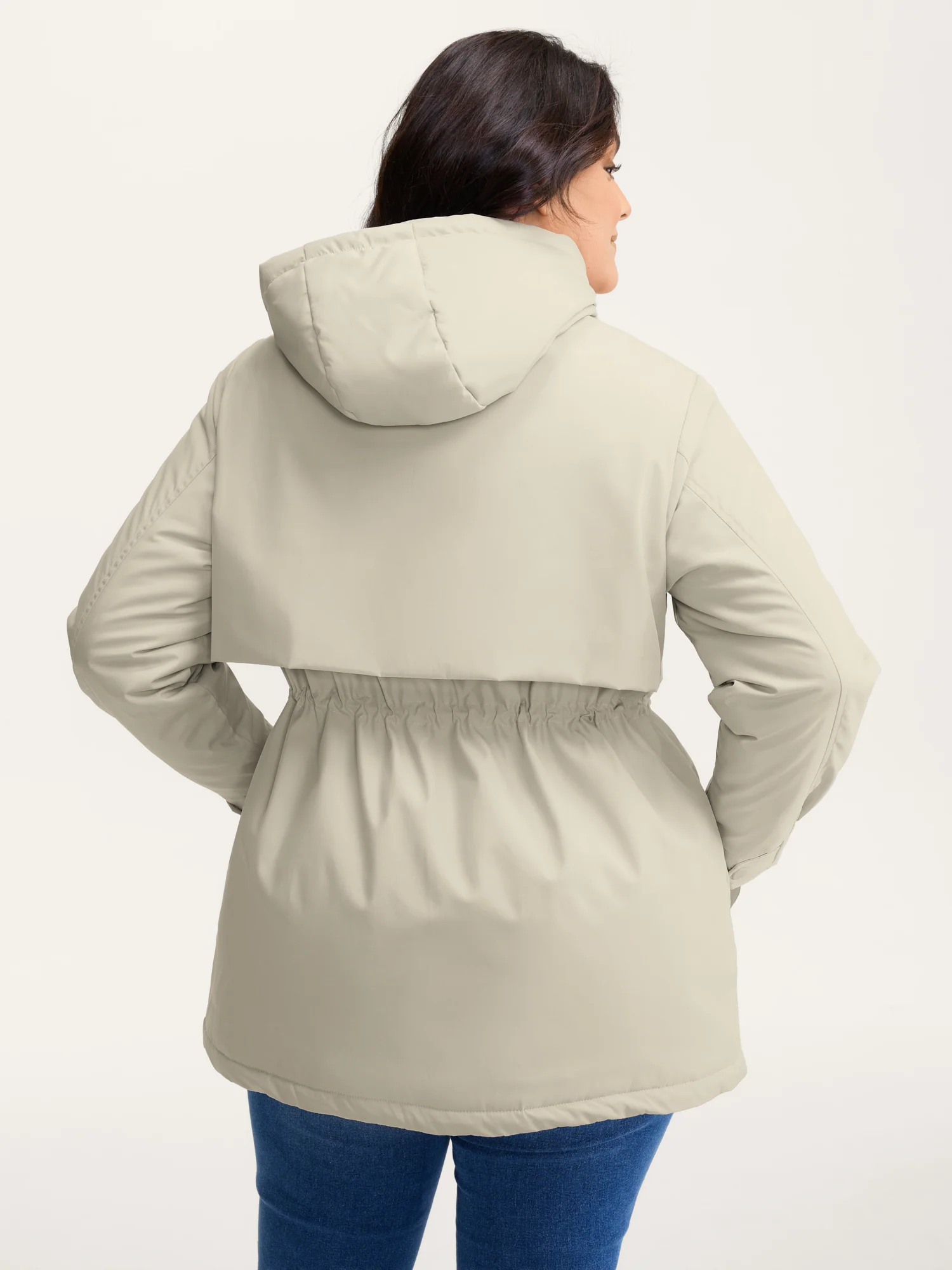 Hooded Drawstring Waist Quilted Jacket - Image 7