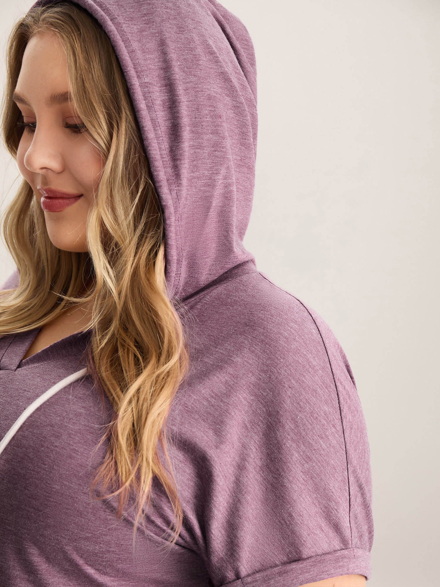 Hooded Pockets Ties Plain T-Shirt - Image 2
