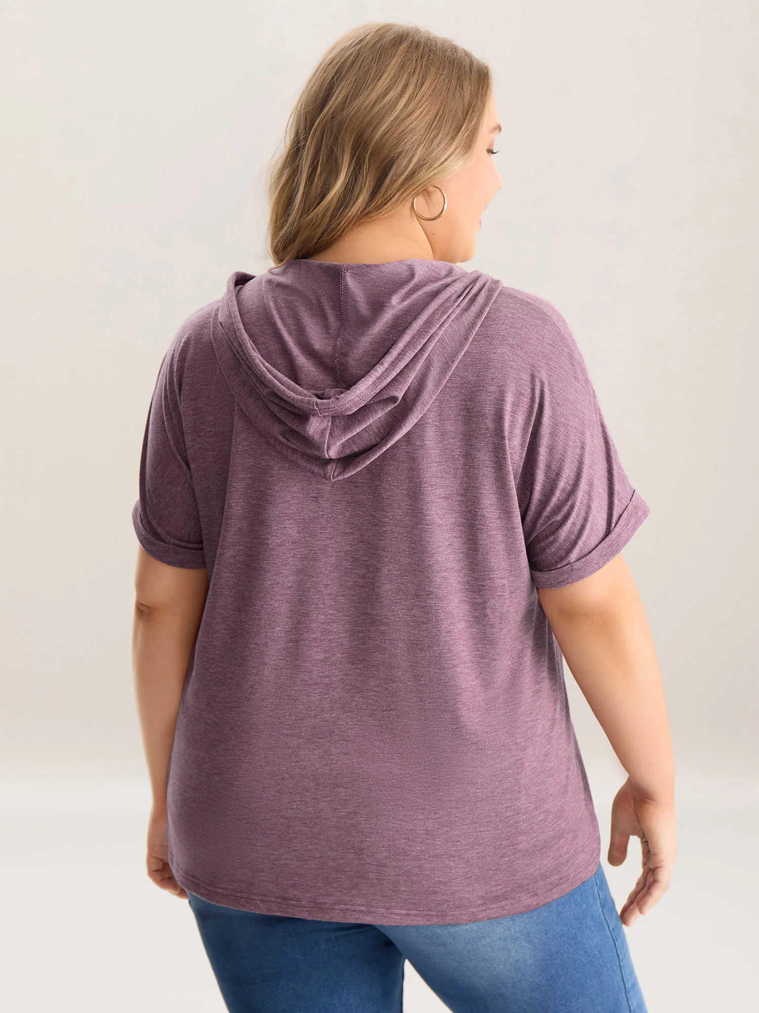 Hooded Pockets Ties Plain T-Shirt - Image 4