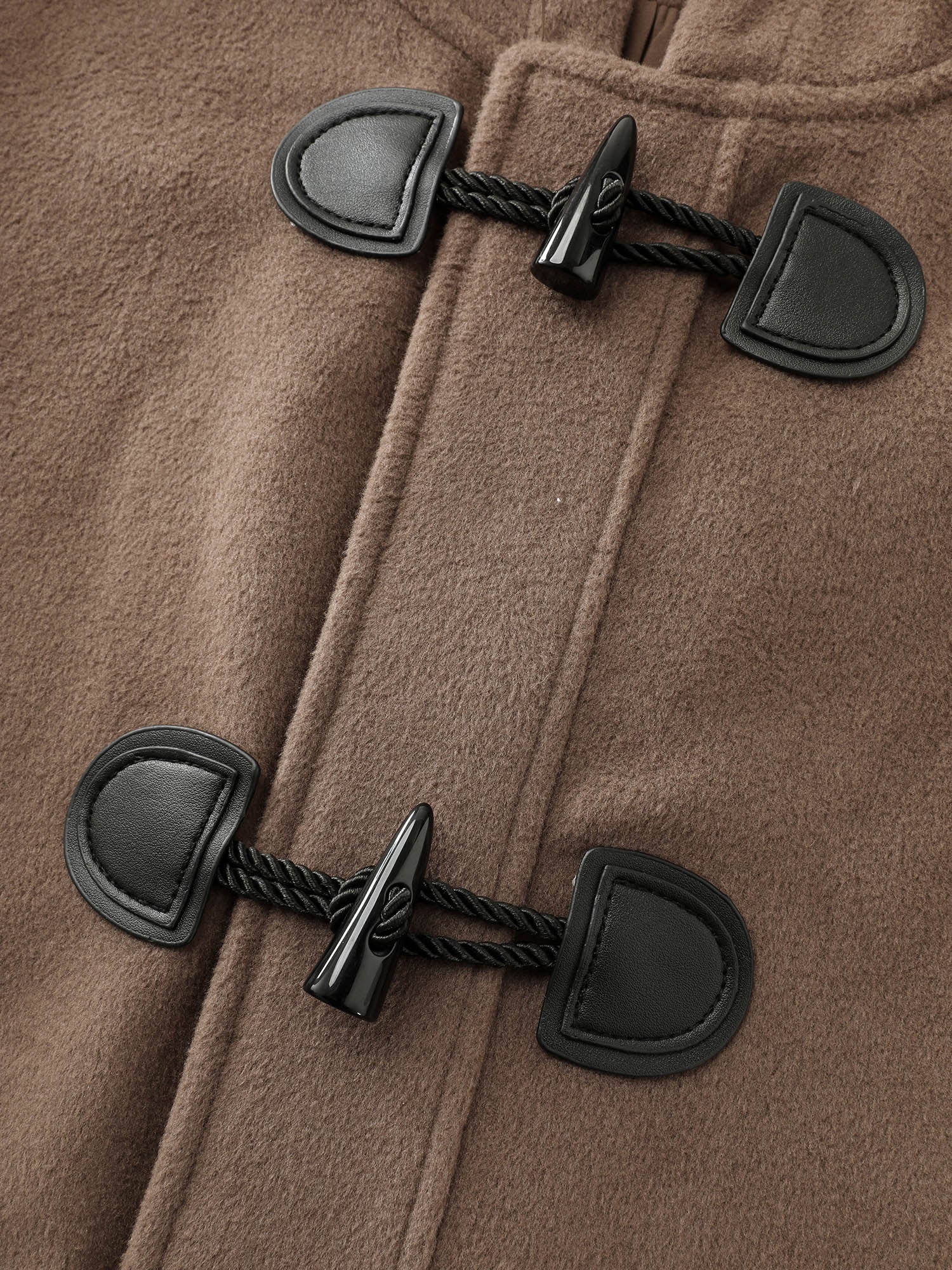 Hooded Relaxed-Fit Horn Button Long Coat - Image 5