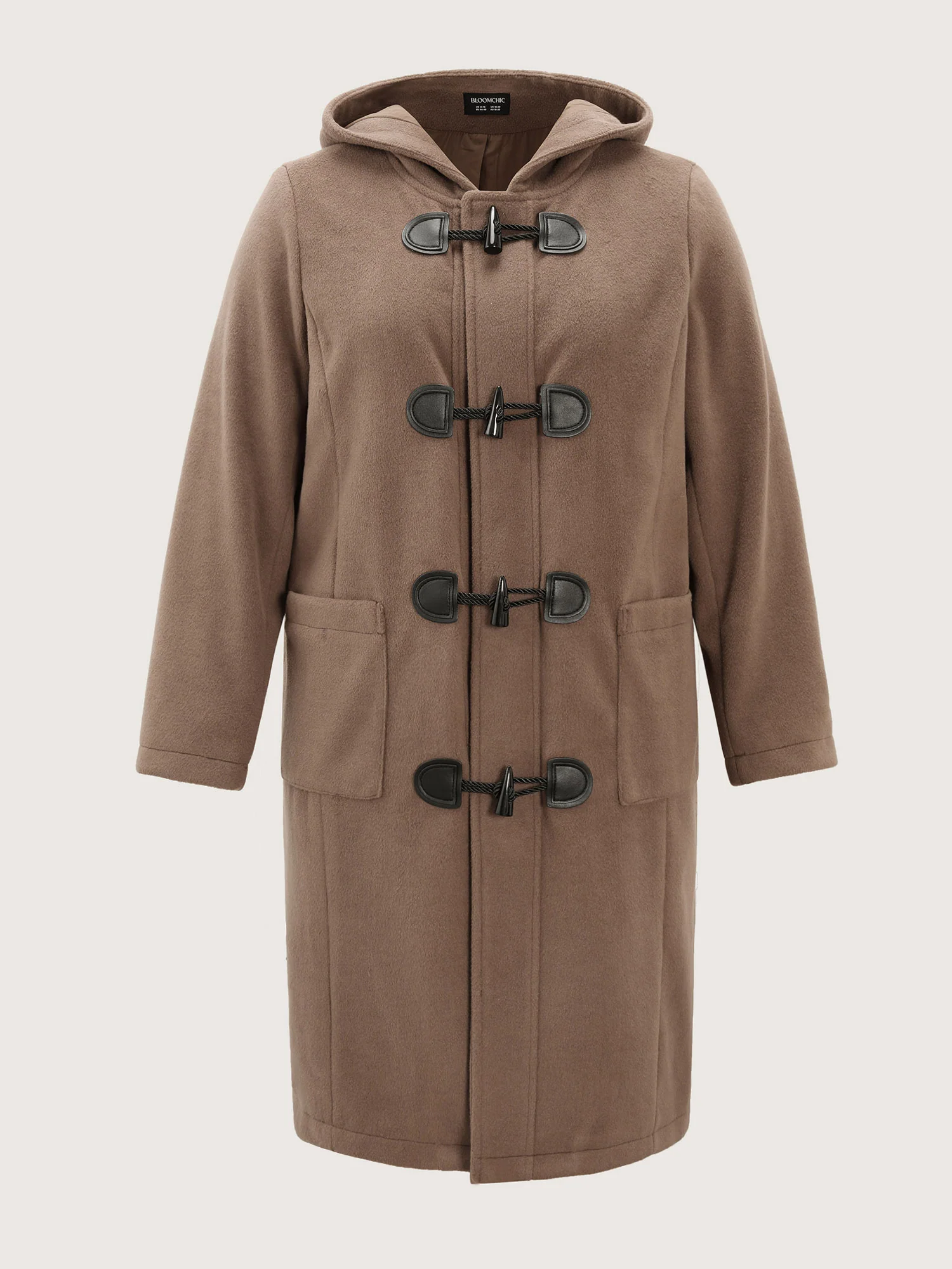 Hooded Relaxed-Fit Horn Button Long Coat - Image 8