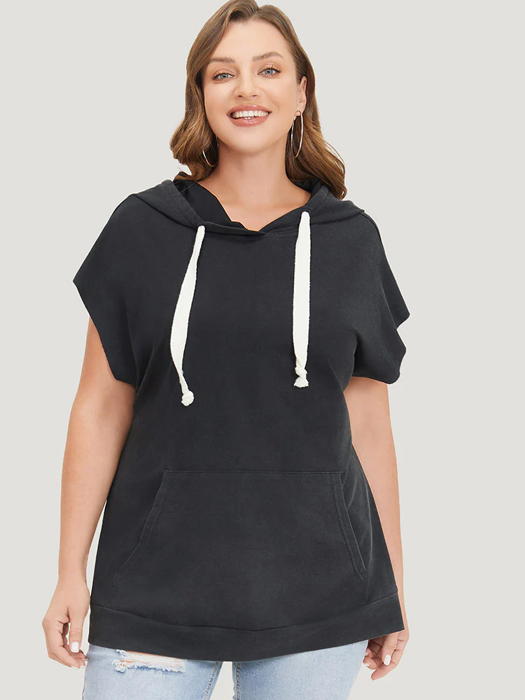 Hooded Ties Pocket Batwing Sleeve T-shirt - Image 3