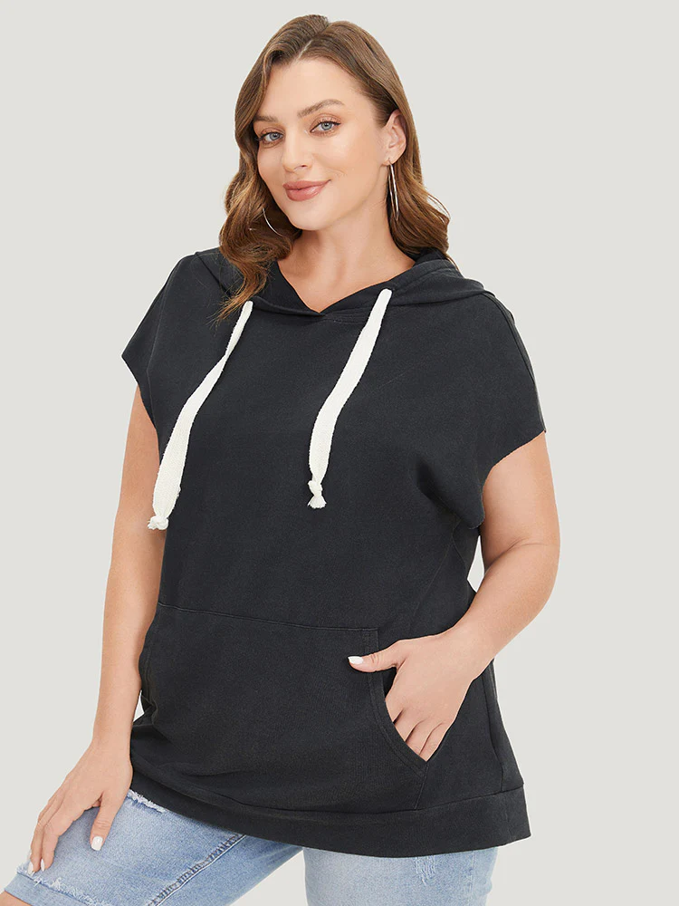 Hooded Ties Pocket Batwing Sleeve T-shirt - Image 5