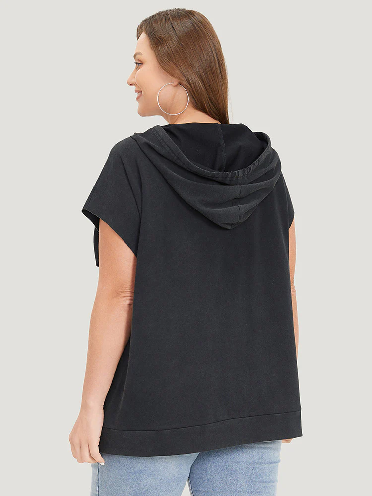 Hooded Ties Pocket Batwing Sleeve T-shirt - Image 6