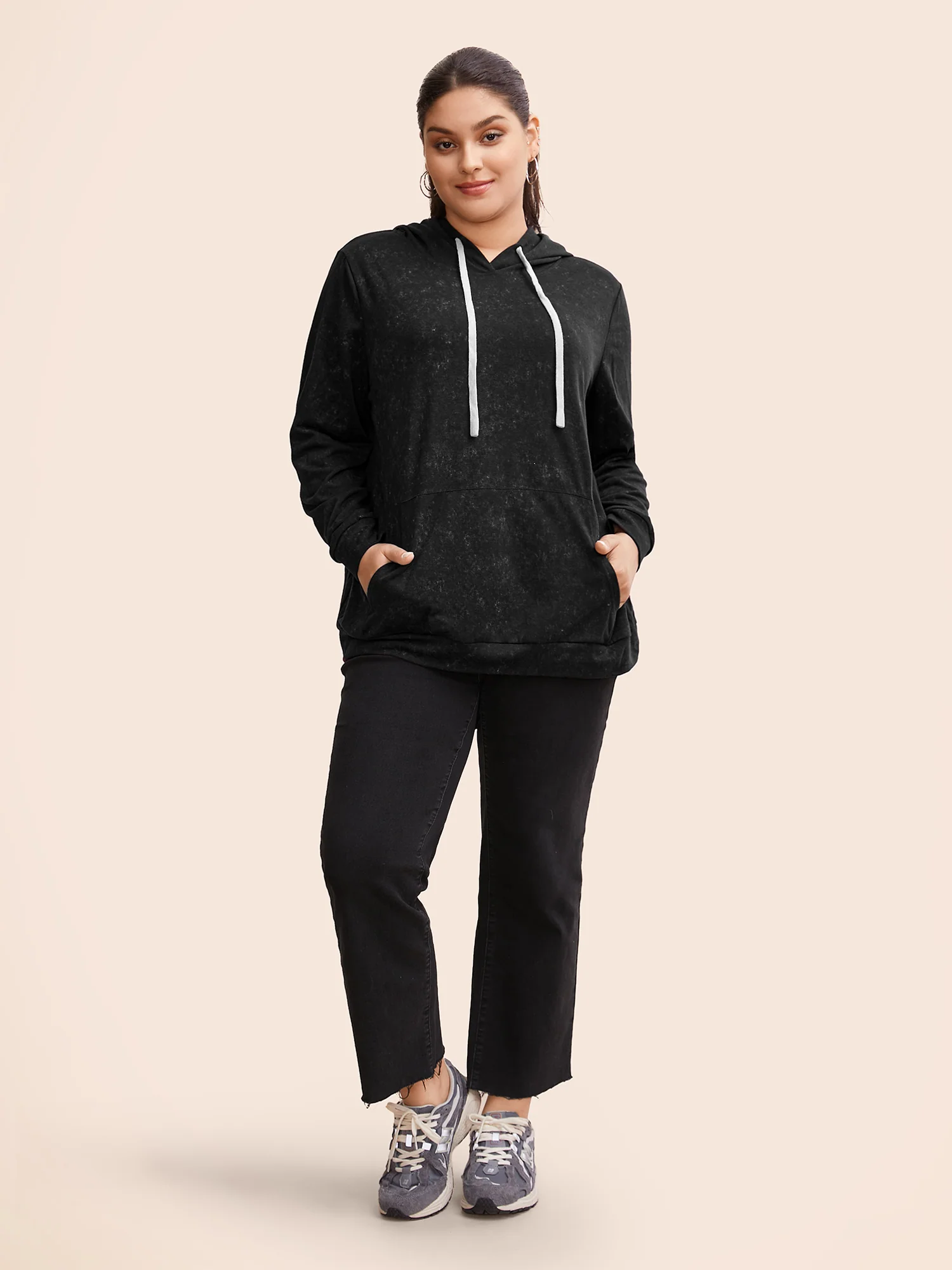 Hooded Ties Pocket Elastic Cuffs Sweatshirt - Image 10