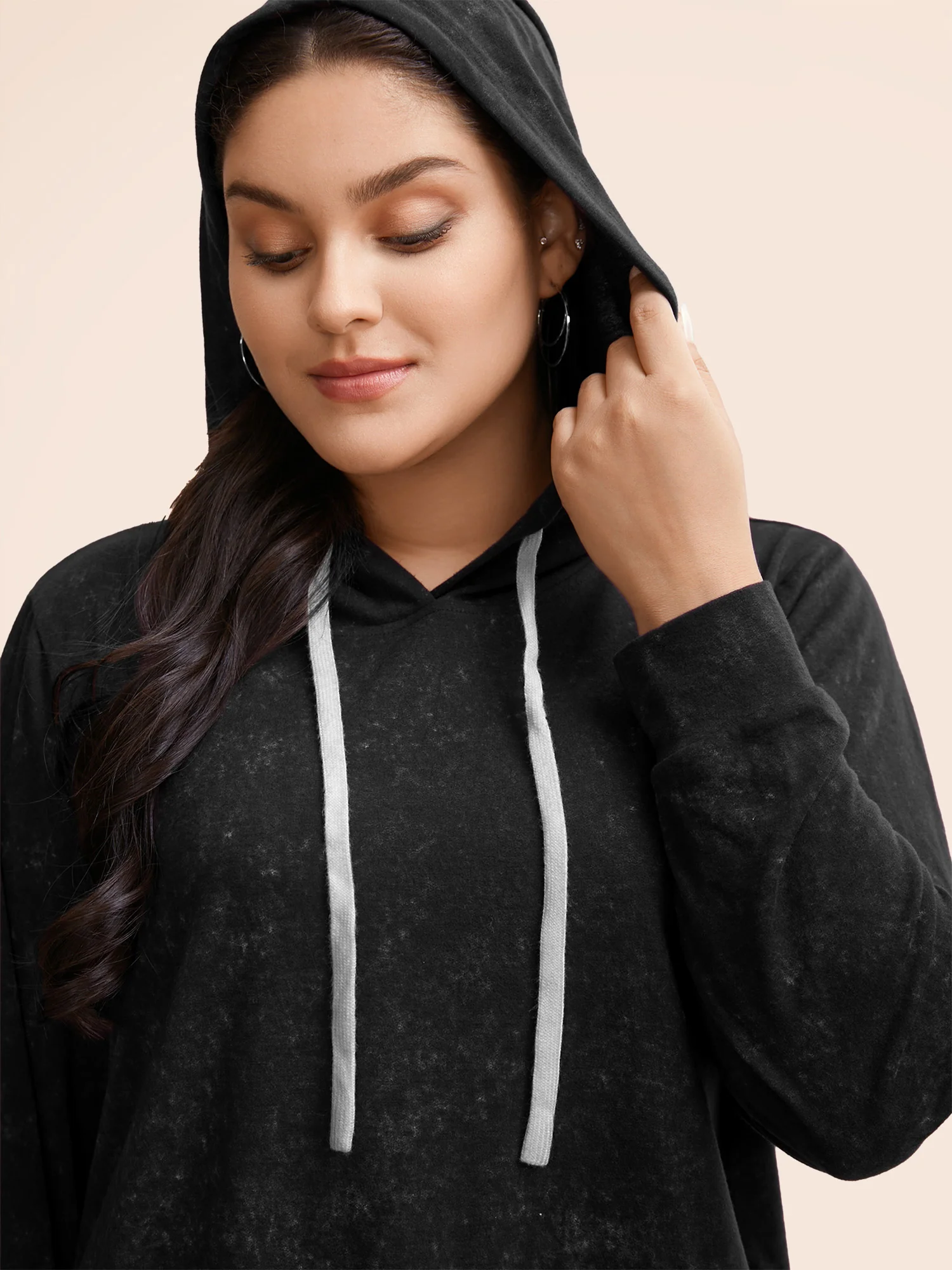 Hooded Ties Pocket Elastic Cuffs Sweatshirt - Image 11